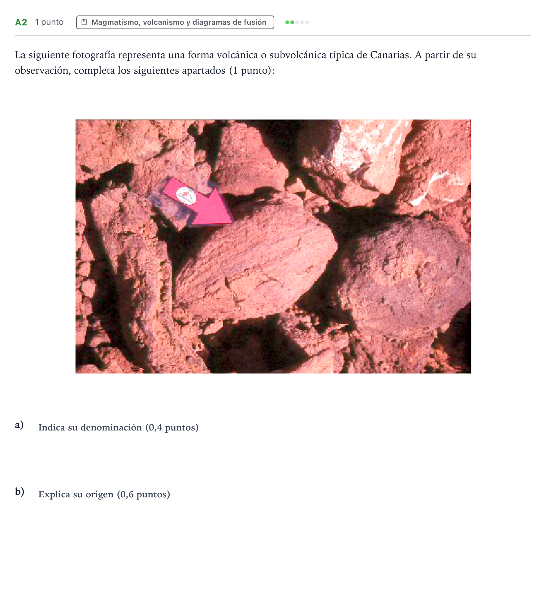 Enunciado: Ejercicio A2 · Geología PAU Canarias Julio 2021