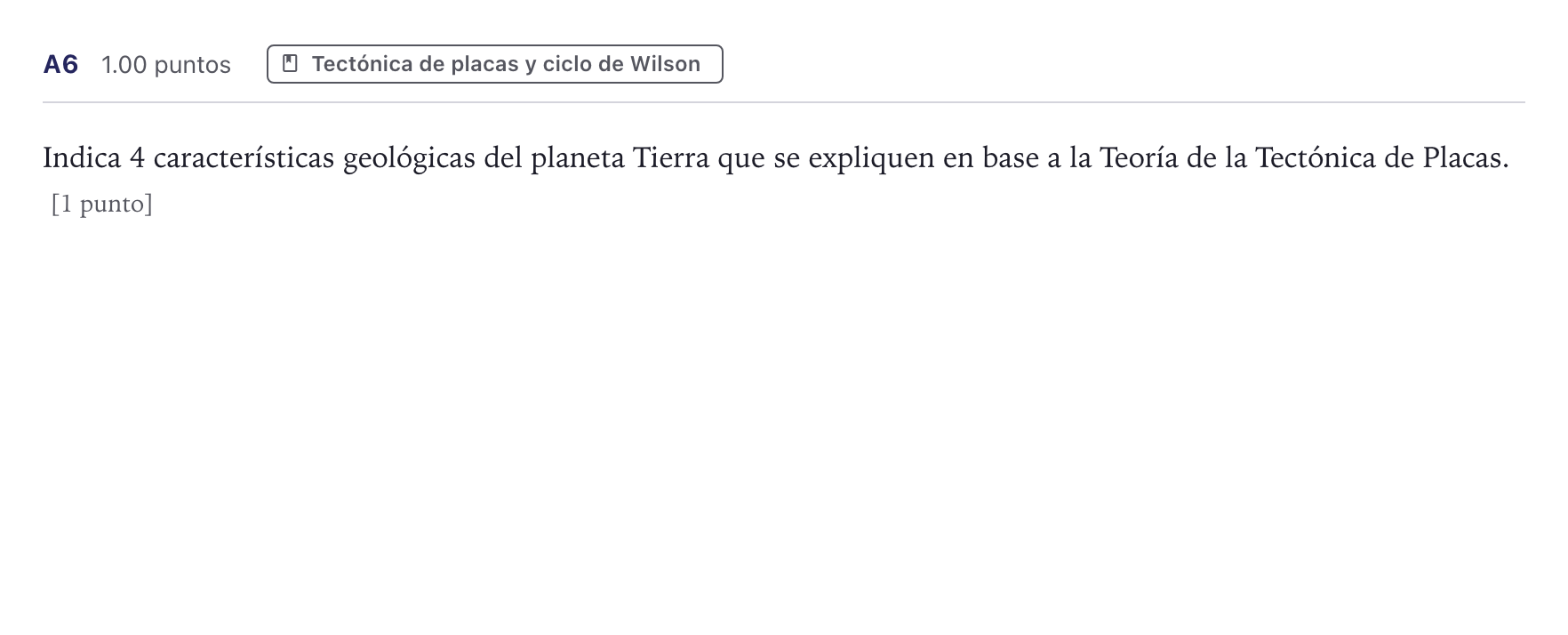 Enunciado: Ejercicio A6 · Geología PAU Canarias Julio 2021