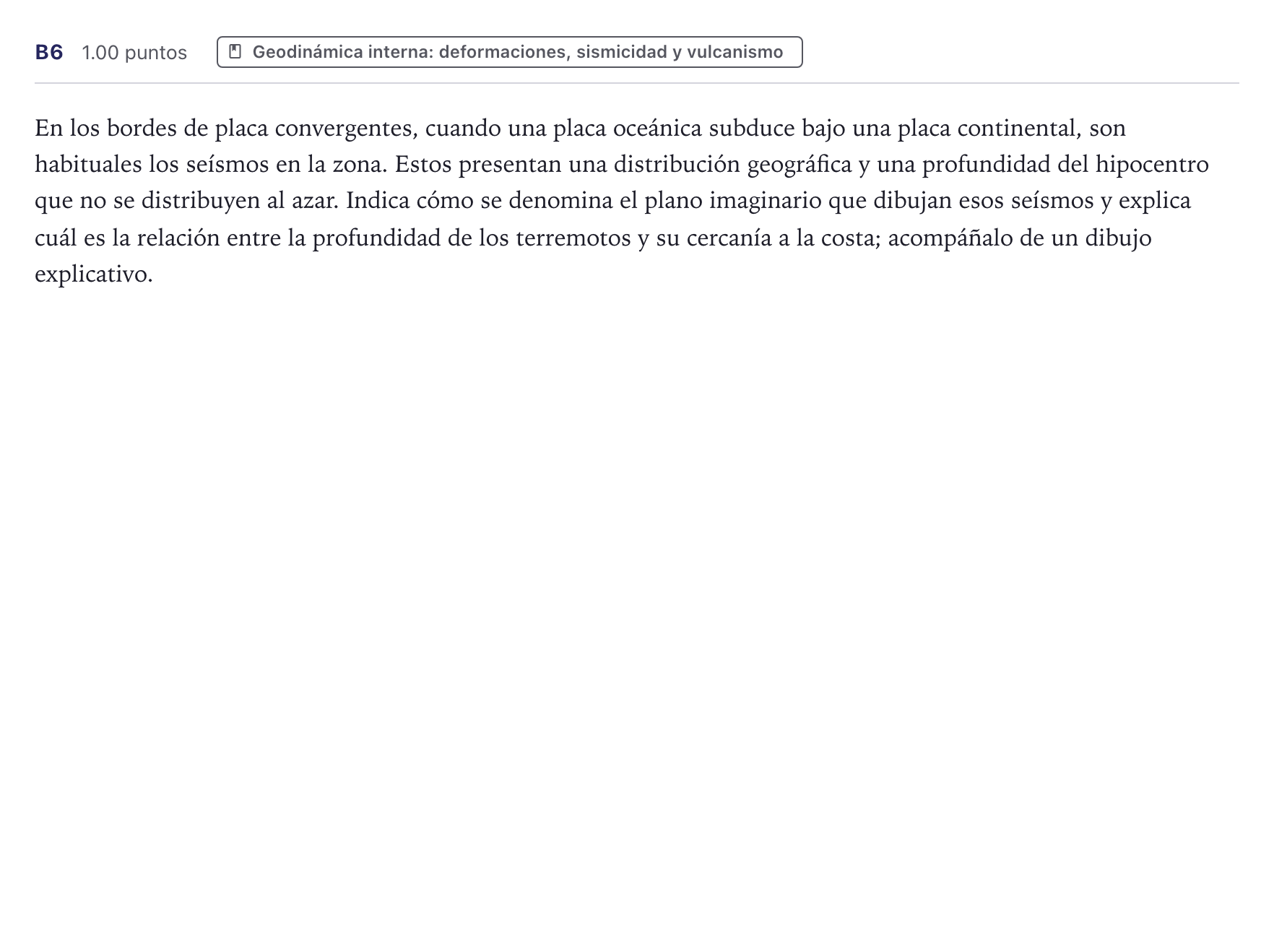 Enunciado: Ejercicio B6 · Geología PAU Canarias Julio 2021