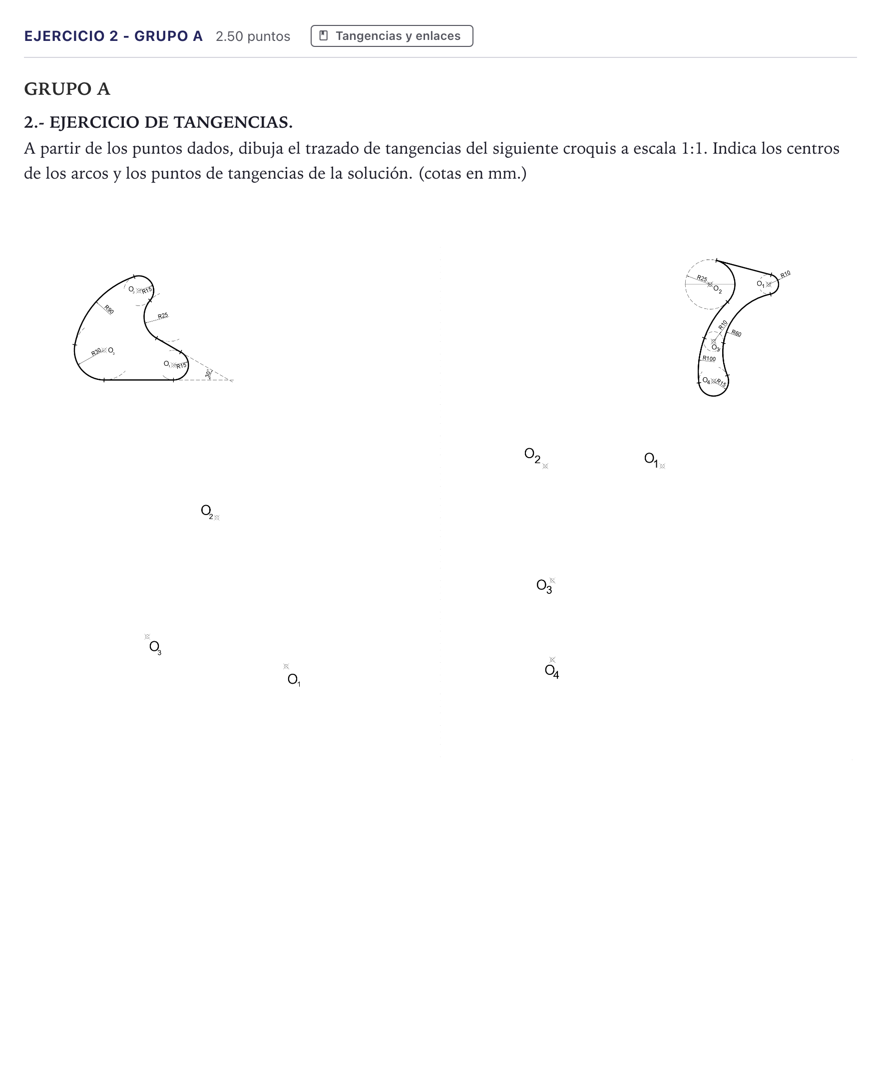 Enunciado: Ejercicio 2 - Grupo A · Dibujo técnico II PAU Canarias Julio 2021