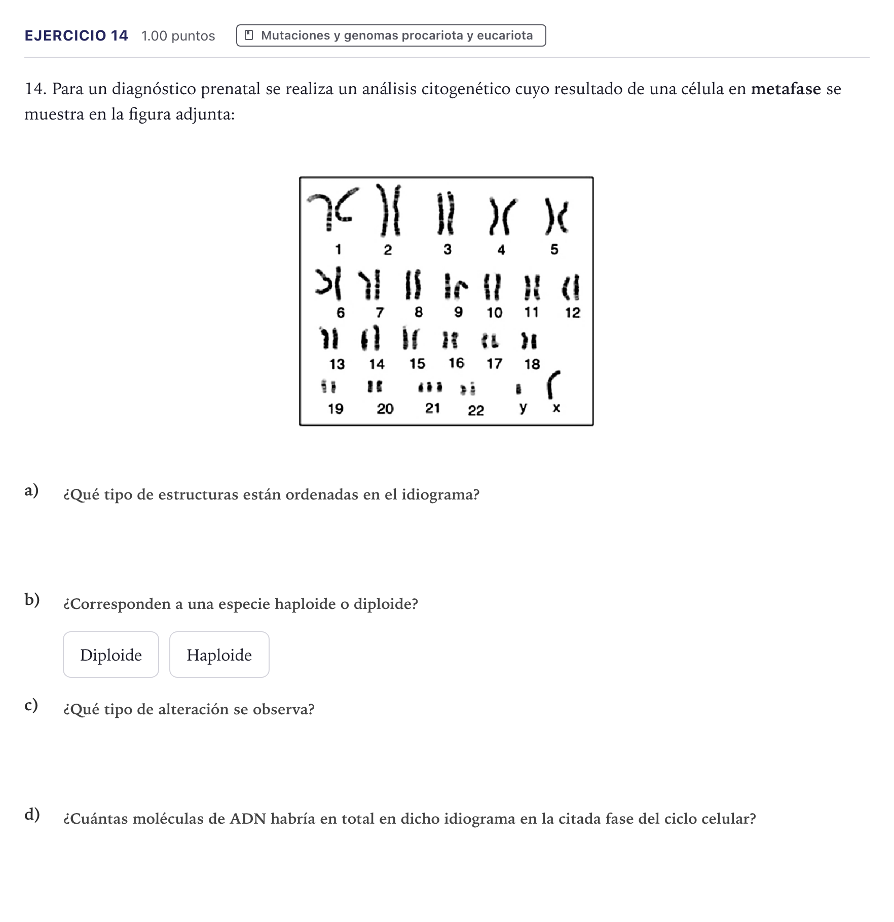 Enunciado: Problema 14 · Biología PAU Canarias Julio 2021