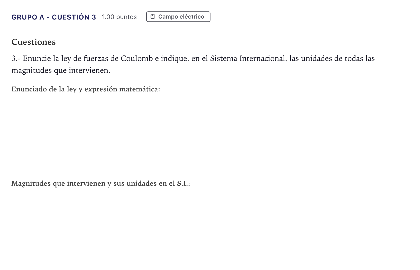 Enunciado: Ejercicio Grupo A - Cuestión 3 · Física PAU Canarias Julio 2021