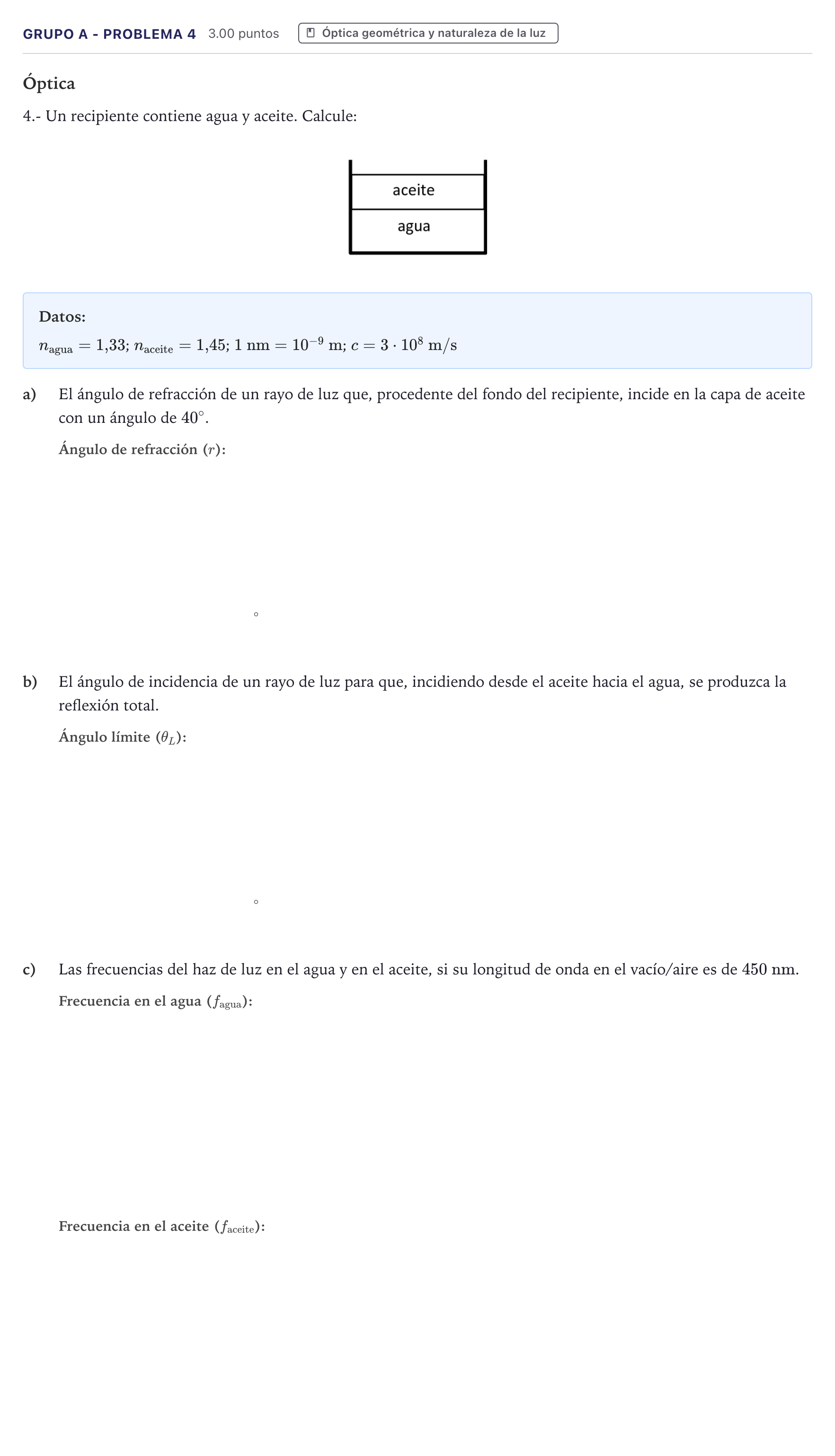 Enunciado: Ejercicio Grupo A - Problema 4 · Física PAU Canarias Julio 2021