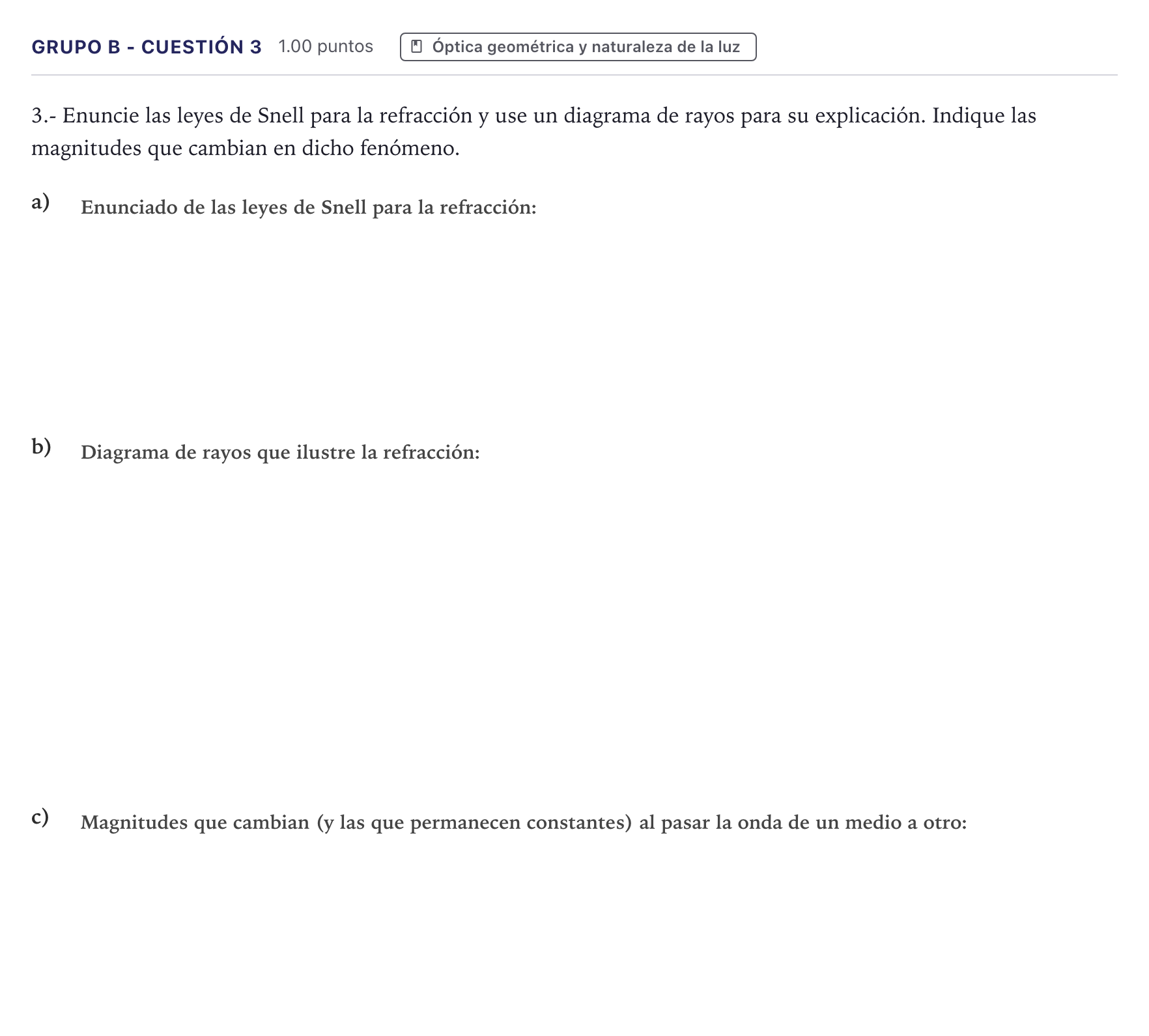 Enunciado: Ejercicio Grupo B - Cuestión 3 · Física PAU Canarias Julio 2021