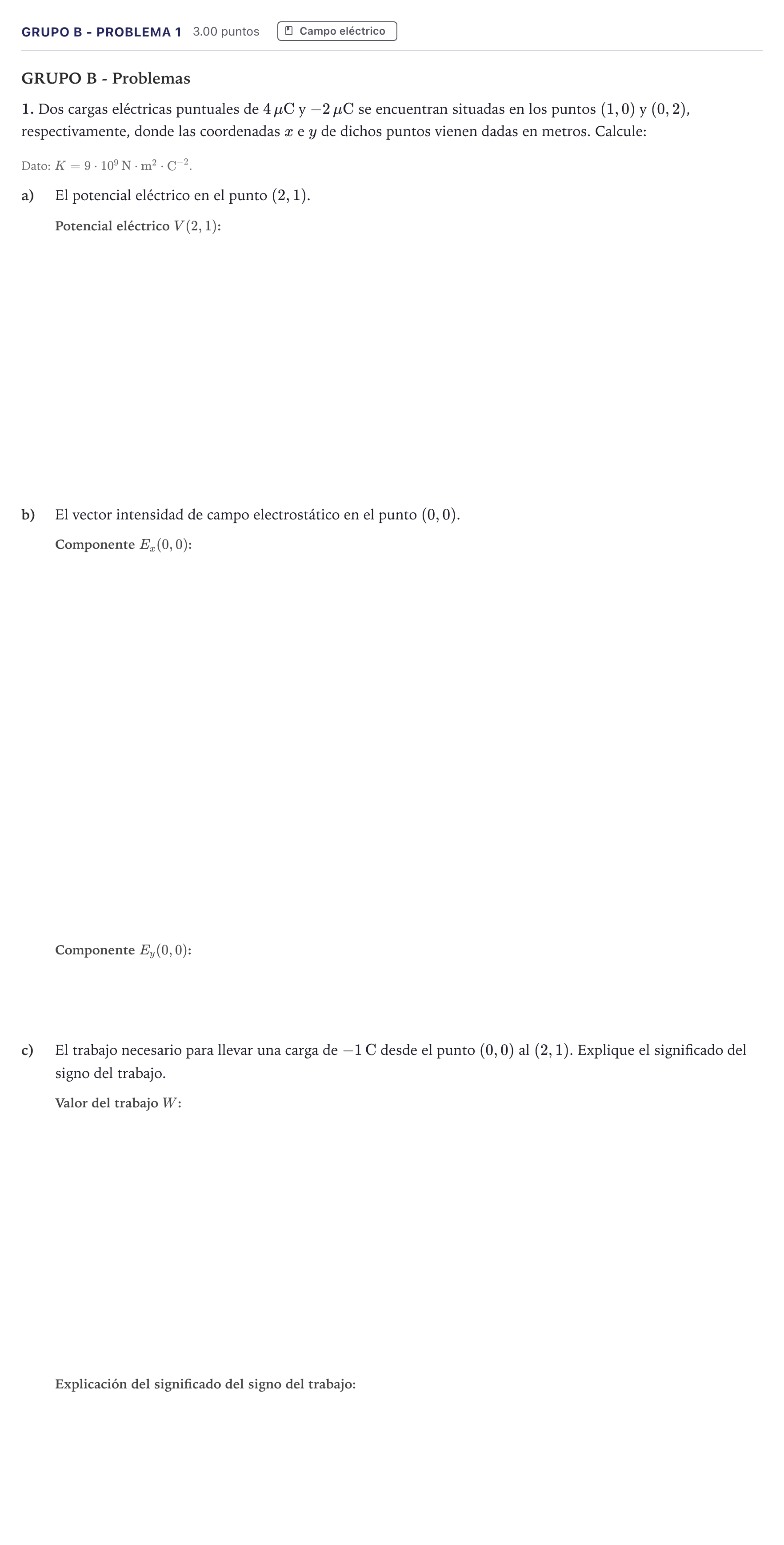 Enunciado: Ejercicio Grupo B - Problema 1 · Física PAU Canarias Julio 2021