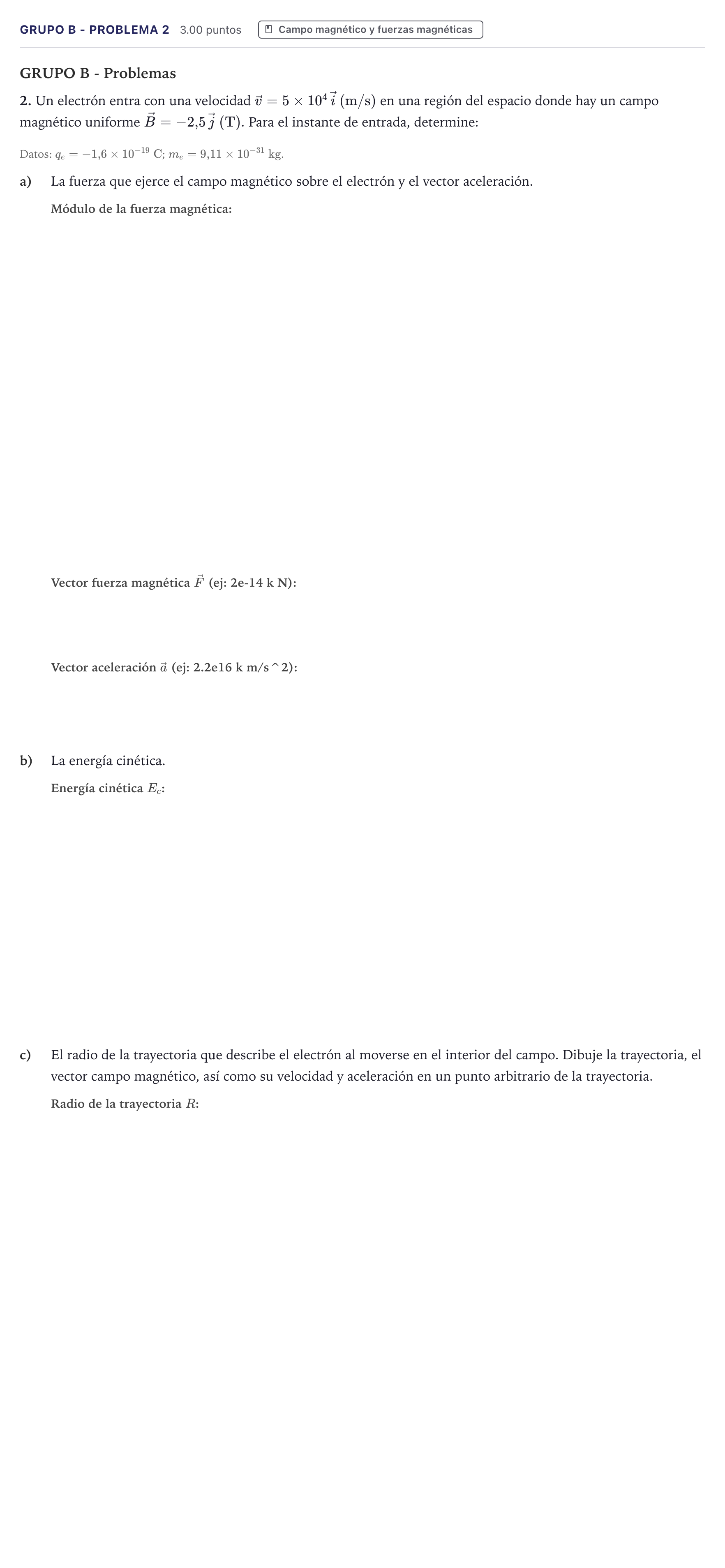 Enunciado: Ejercicio Grupo B - Problema 2 · Física PAU Canarias Julio 2021