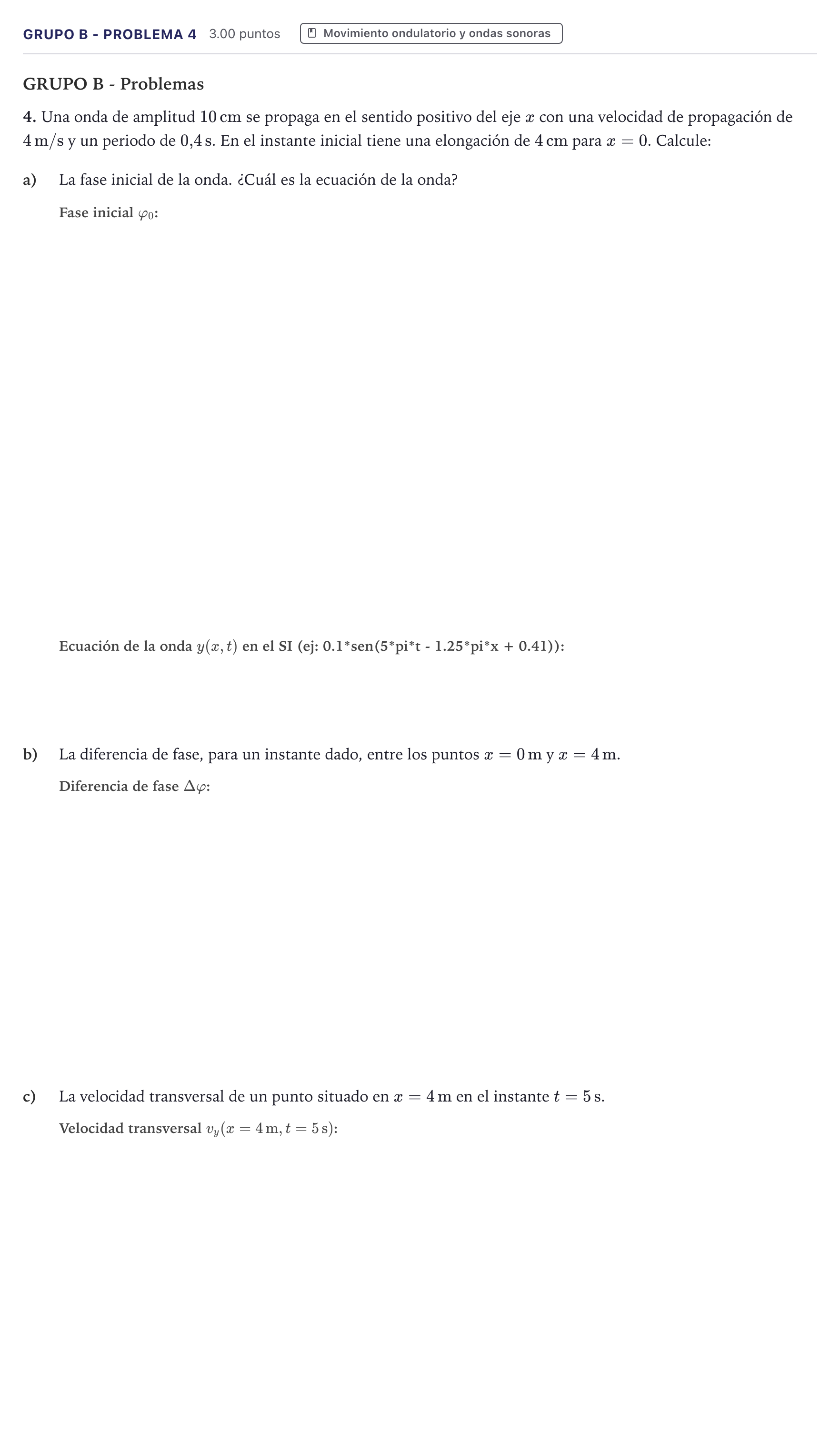 Enunciado: Ejercicio Grupo B - Problema 4 · Física PAU Canarias Julio 2021