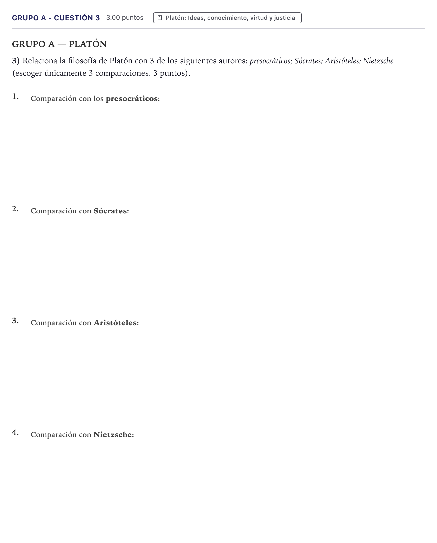 Enunciado: Ejercicio Grupo A - Cuestión 3 · Historia de la Filosofía PAU Canarias Junio 2022