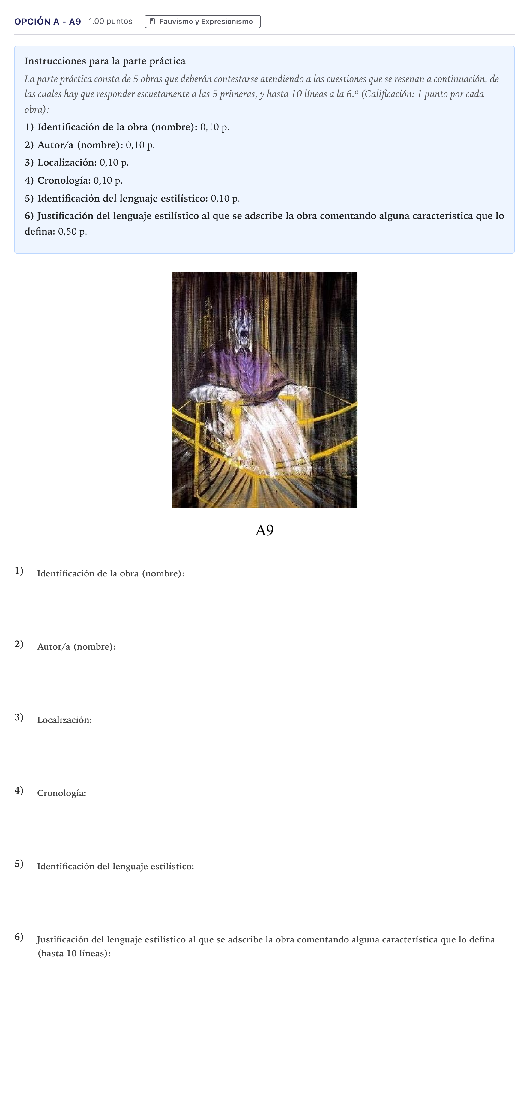 Enunciado: Opción A - A9 · Fundamentos Artísticos PAU Canarias Junio 2022