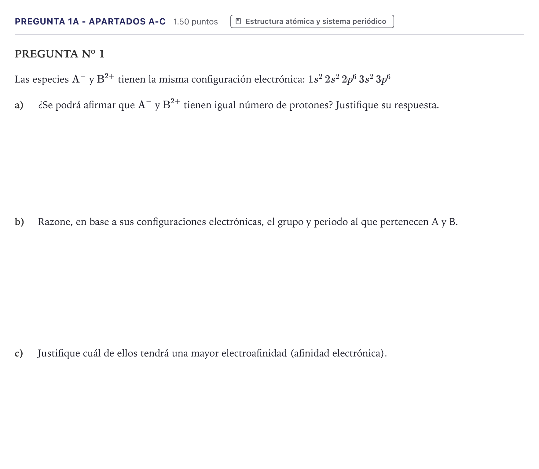 Enunciado: Pregunta 1A - Apartados a-c · Química PAU Canarias Junio 2022