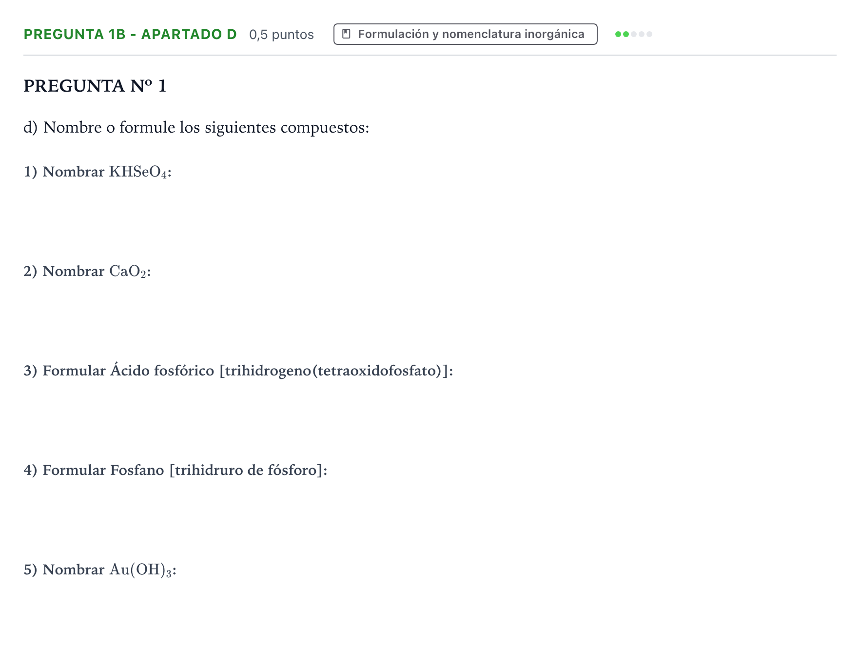 Enunciado: Pregunta 1B - Apartado d · Química PAU Canarias Junio 2022