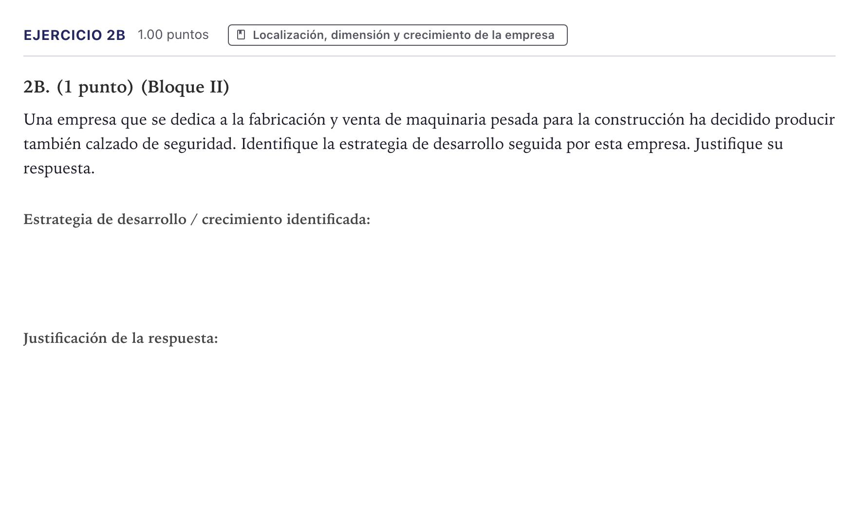 Enunciado: Ejercicio 2B · Economía de la Empresa PAU Canarias Junio 2022