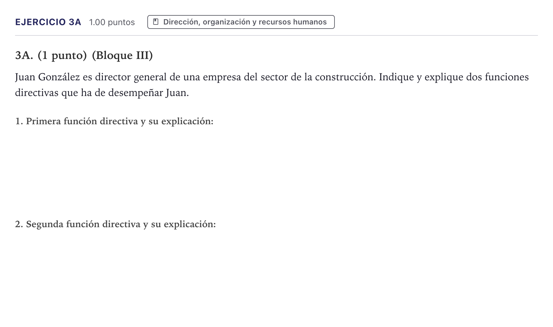 Enunciado: Ejercicio 3A · Economía de la Empresa PAU Canarias Junio 2022