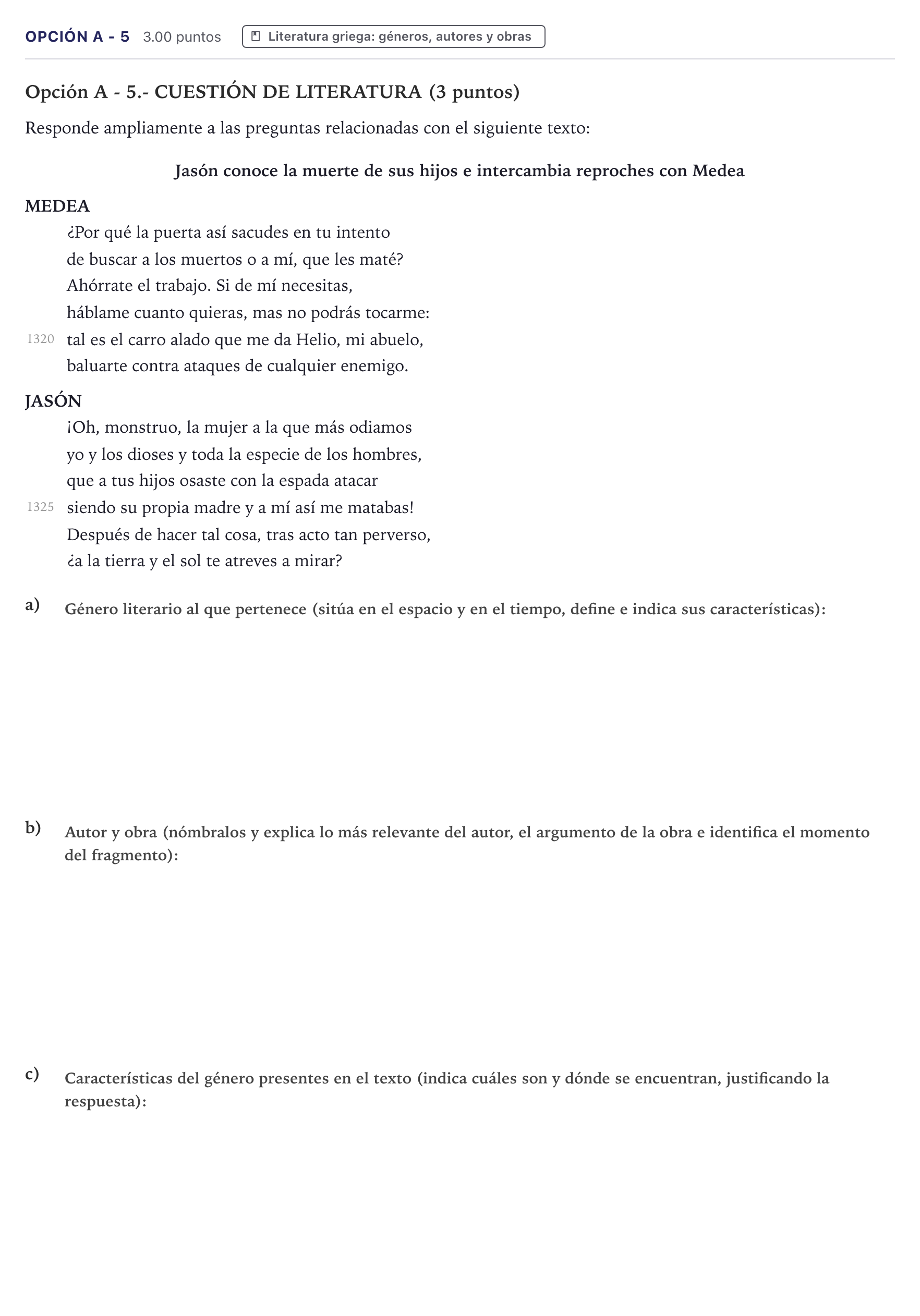 Enunciado: Opción A - 5 · Griego II PAU Canarias Junio 2022