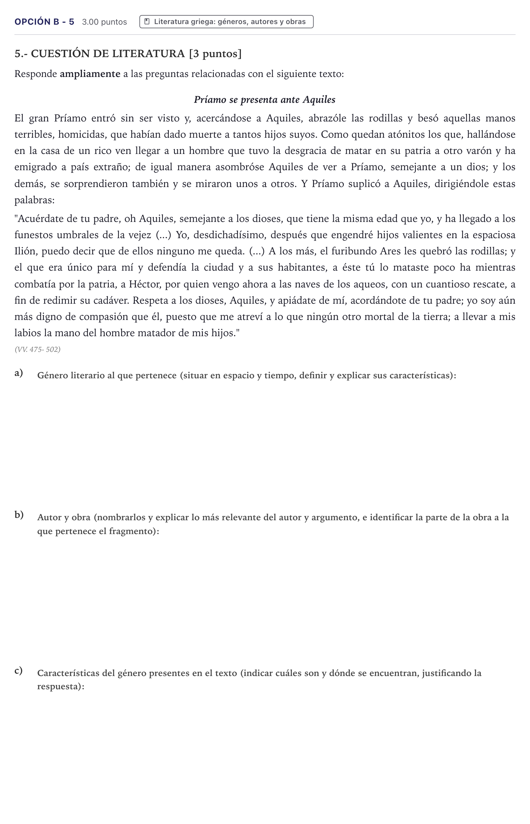 Enunciado: Opción B - 5 · Griego II PAU Canarias Junio 2022