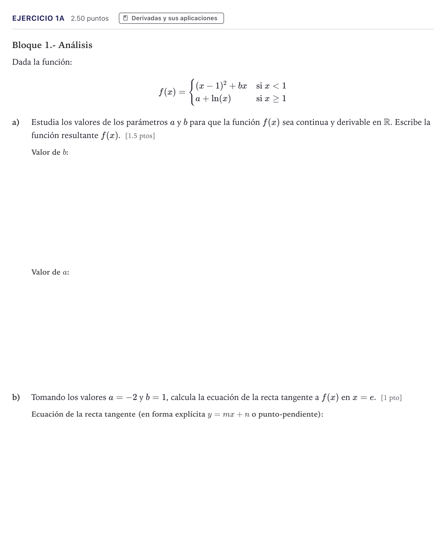 Enunciado: Ejercicio 1A · Matemáticas II PAU Canarias Junio 2022