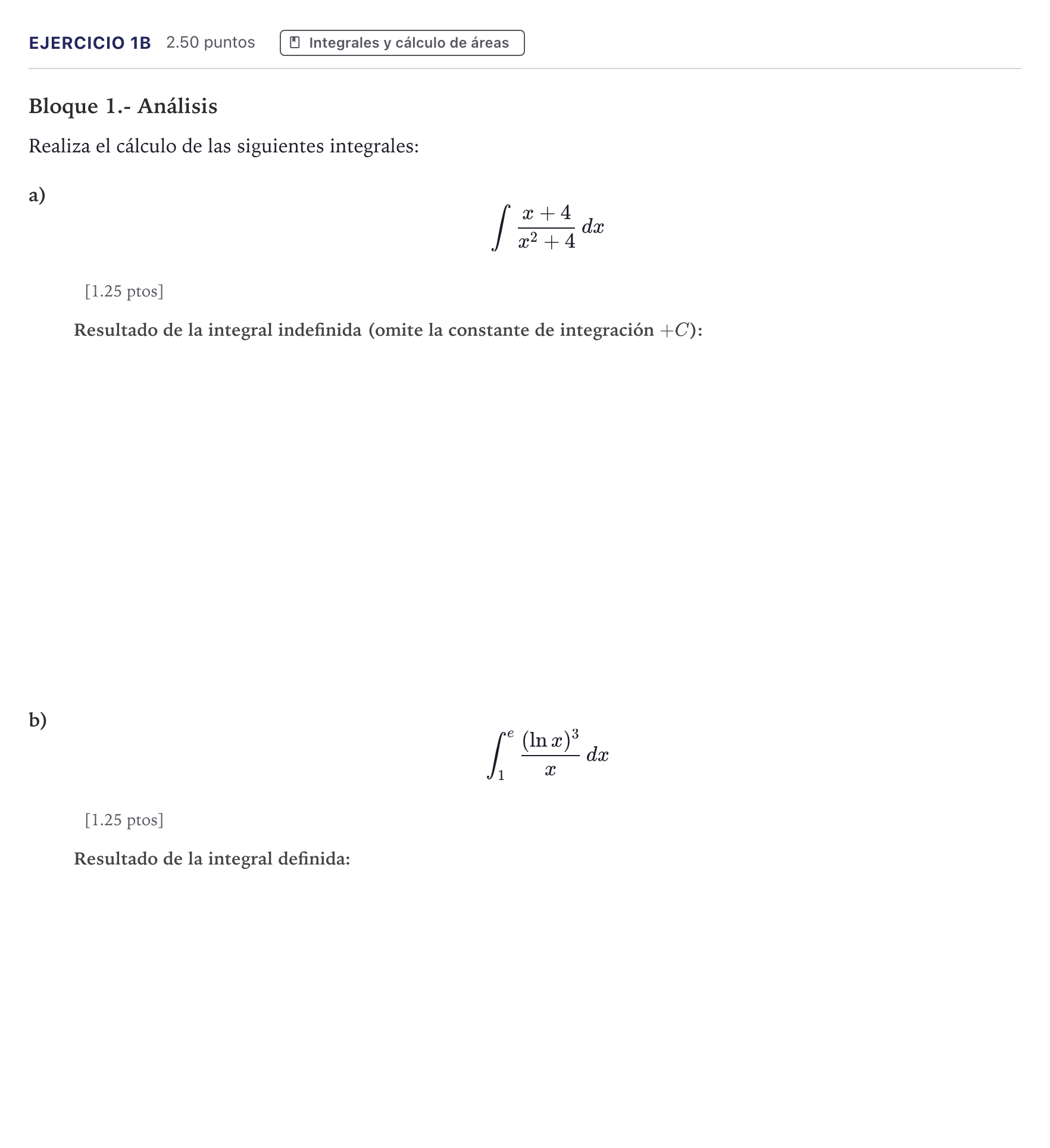 Enunciado: Ejercicio 1B · Matemáticas II PAU Canarias Junio 2022