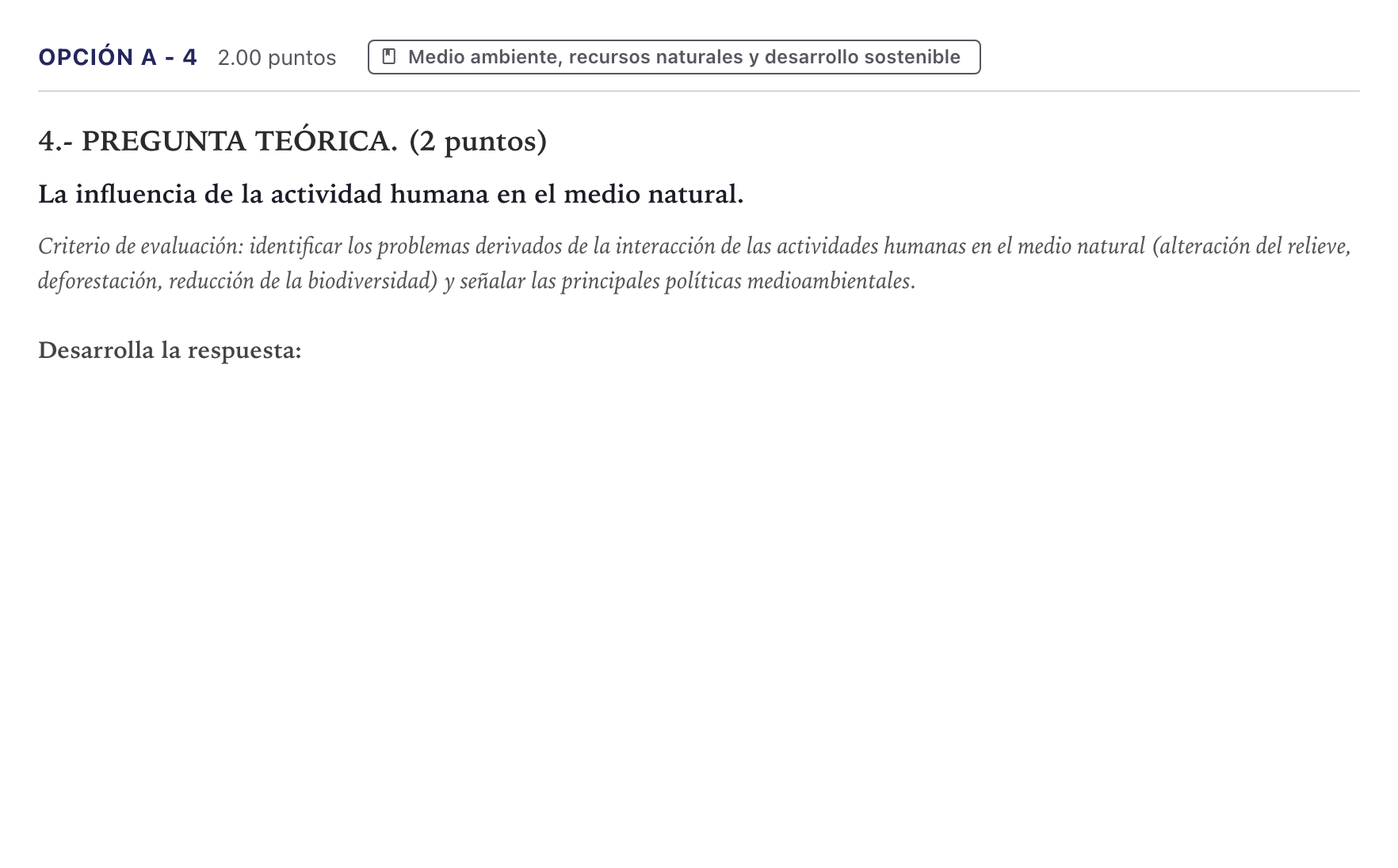 Enunciado: Opción A - 4 · Geografía PAU Canarias Junio 2022
