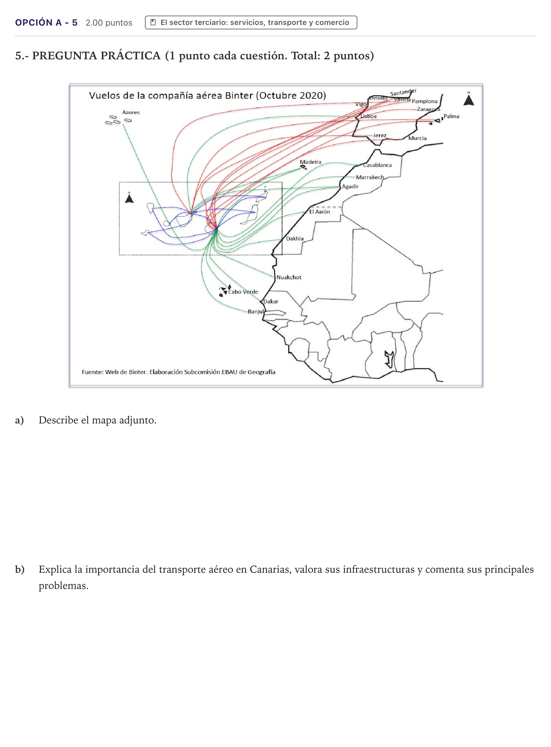 Enunciado: Opción A - 5 · Geografía PAU Canarias Junio 2022
