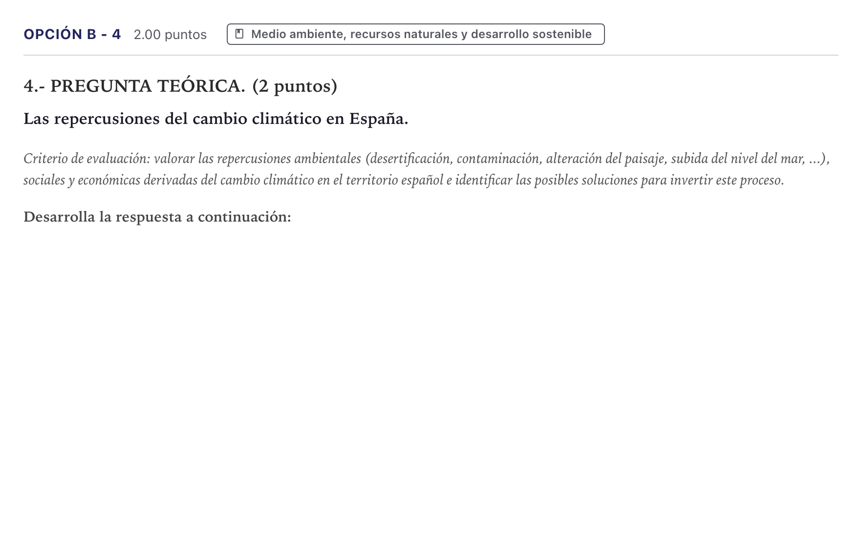 Enunciado: Opción B - 4 · Geografía PAU Canarias Junio 2022