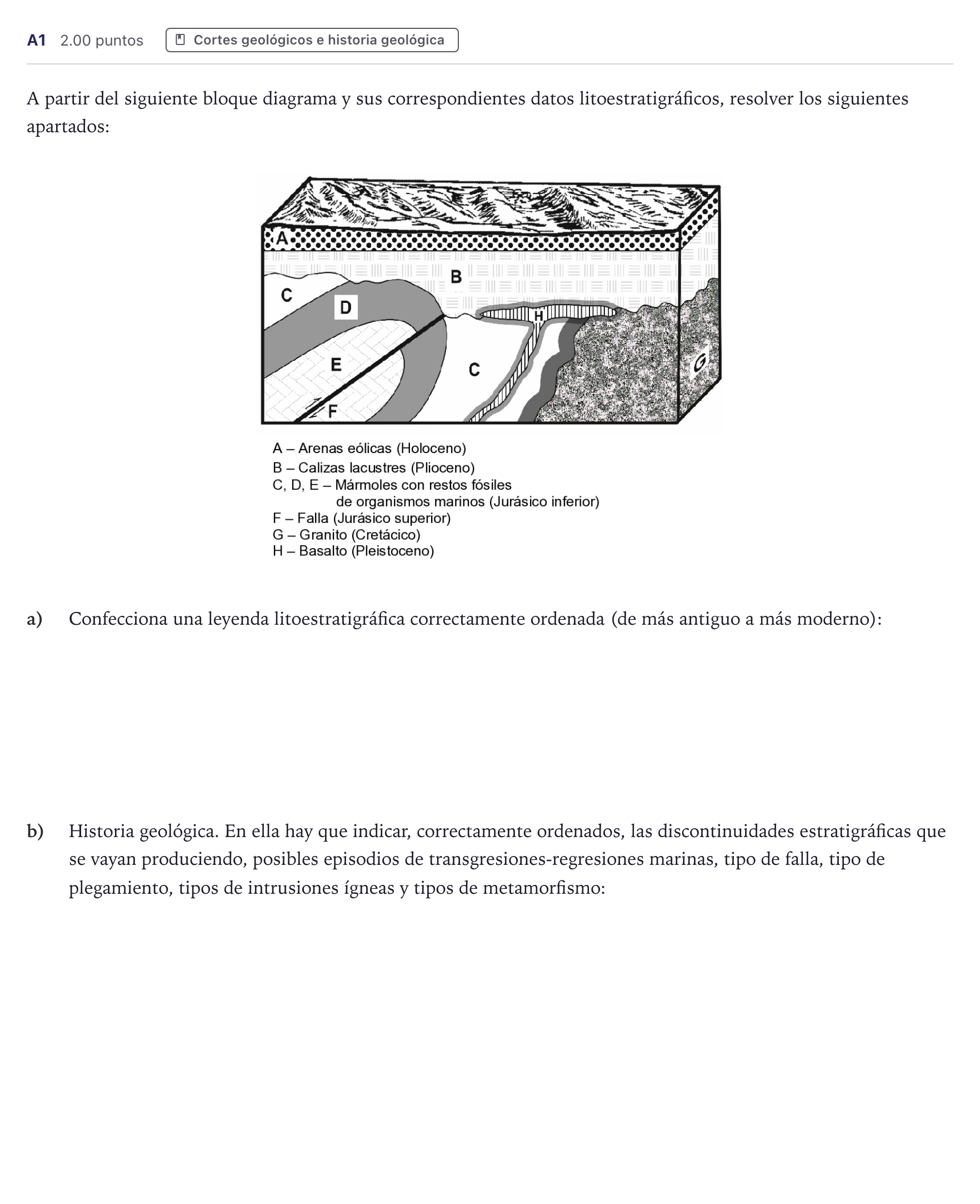 Enunciado: Ejercicio A1 · Geología PAU Canarias Junio 2022