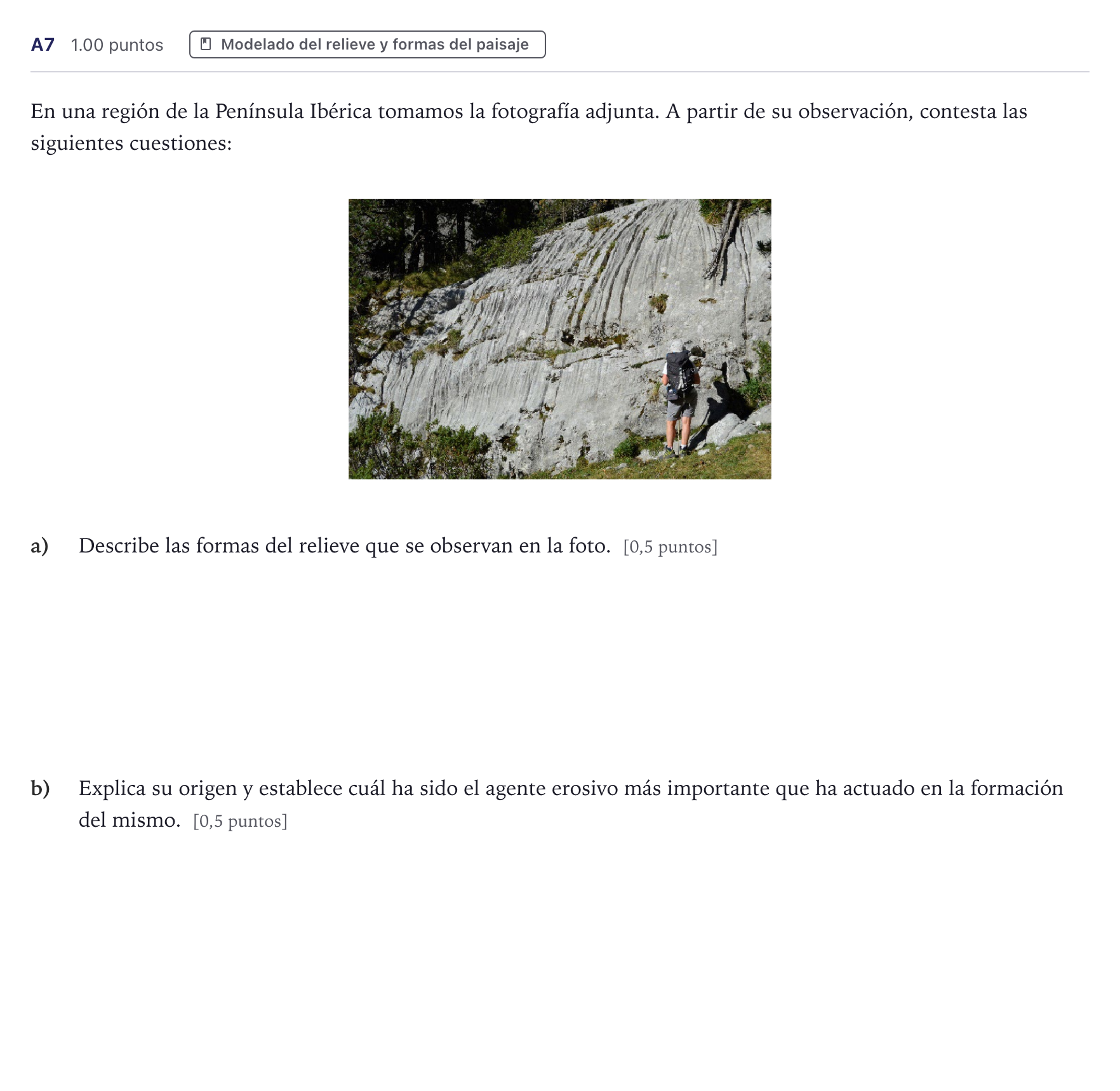 Enunciado: Ejercicio A7 · Geología PAU Canarias Junio 2022