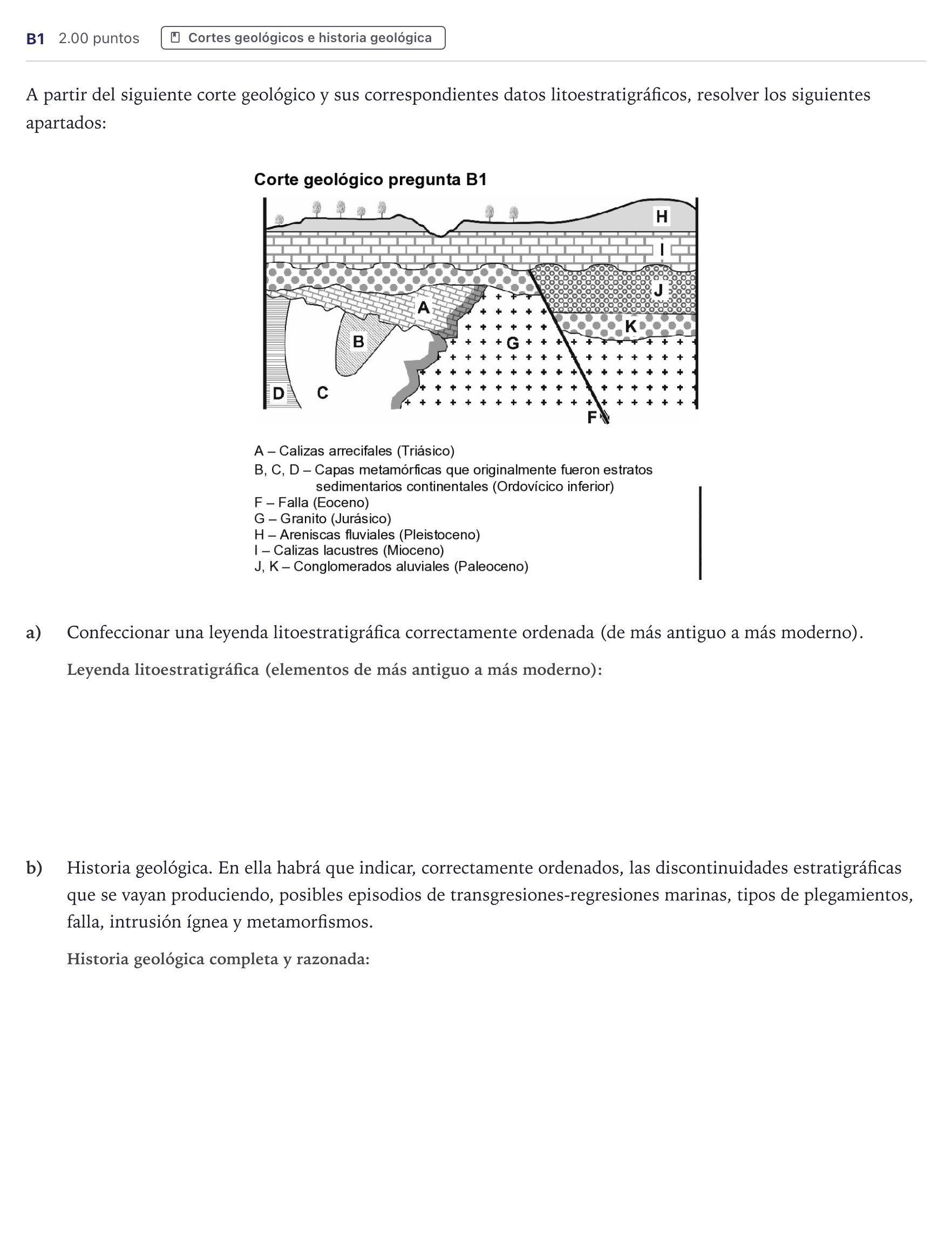 Enunciado: Ejercicio B1 · Geología PAU Canarias Junio 2022
