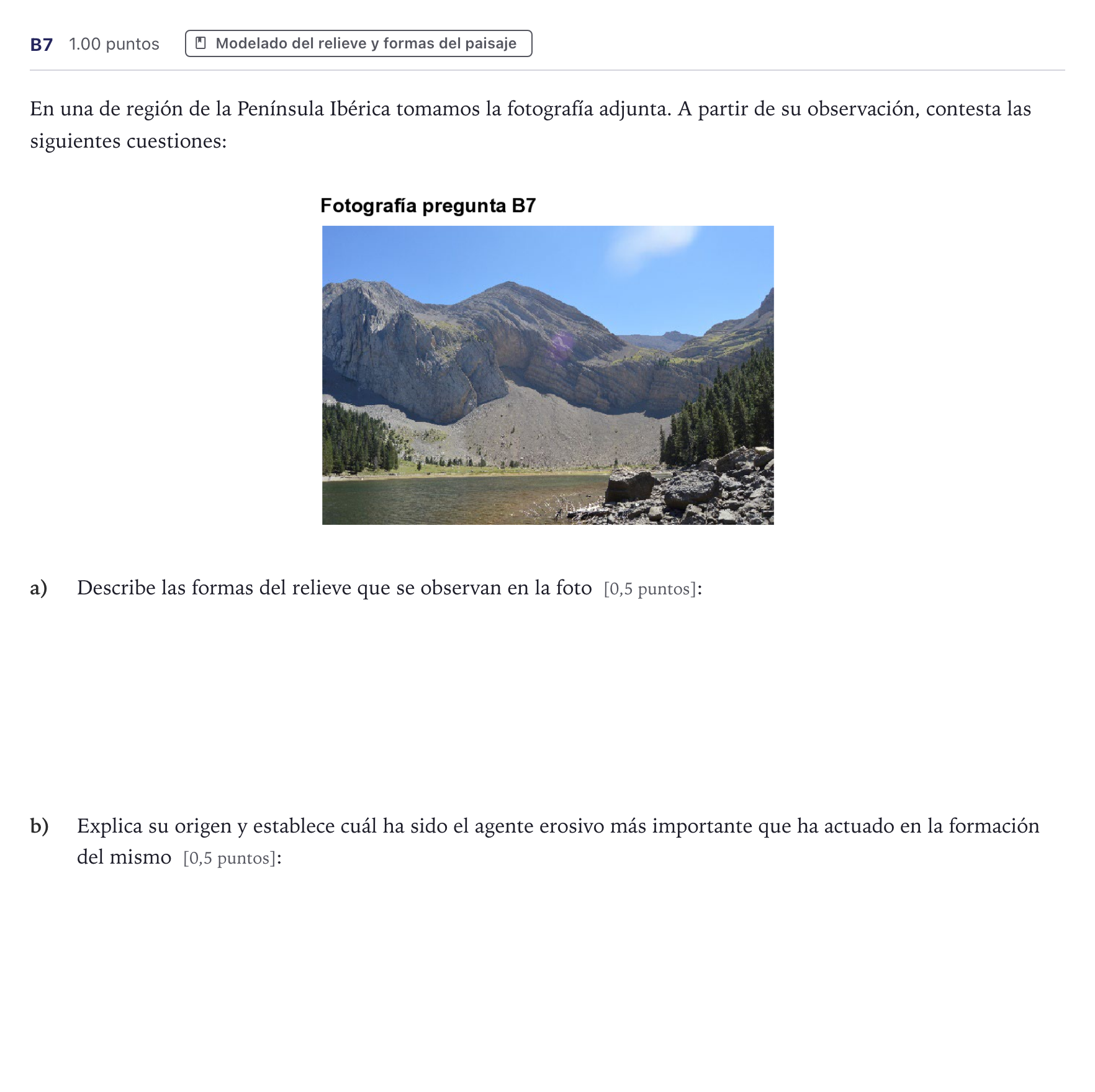 Enunciado: Ejercicio B7 · Geología PAU Canarias Junio 2022