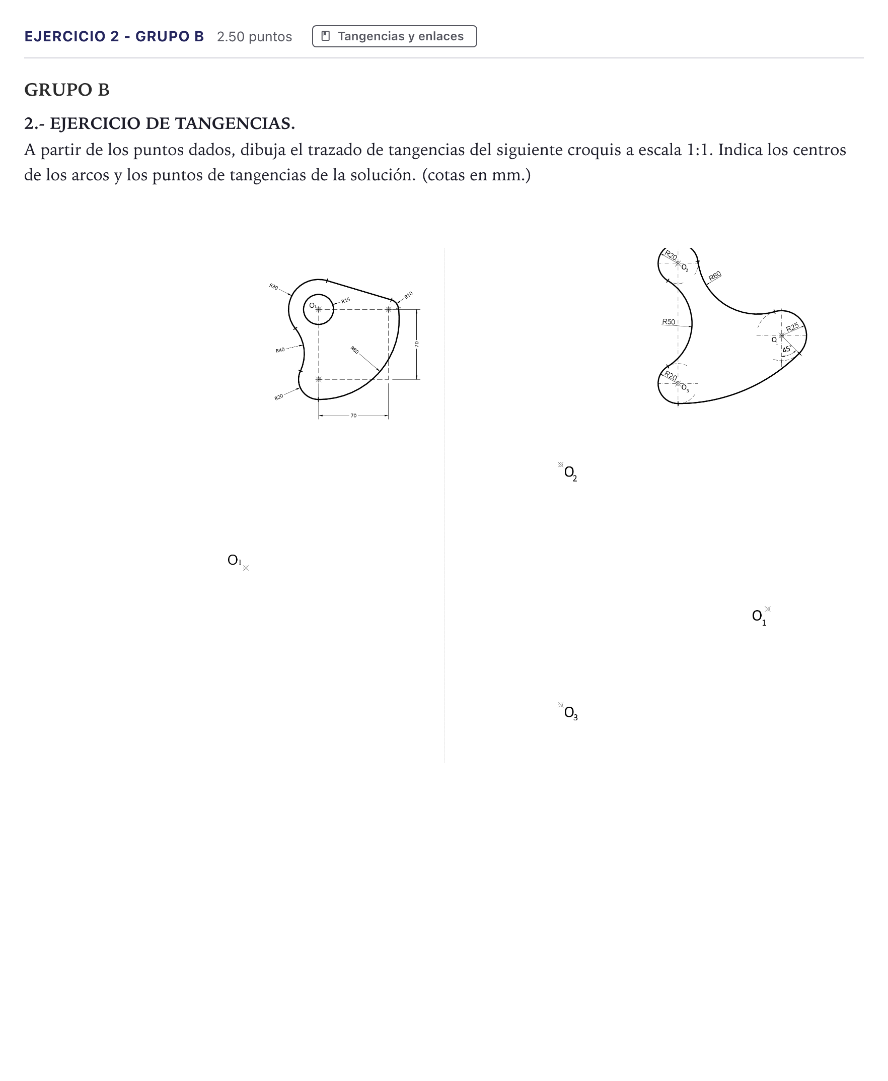 Enunciado: Ejercicio 2 - Grupo B · Dibujo técnico II PAU Canarias Junio 2022