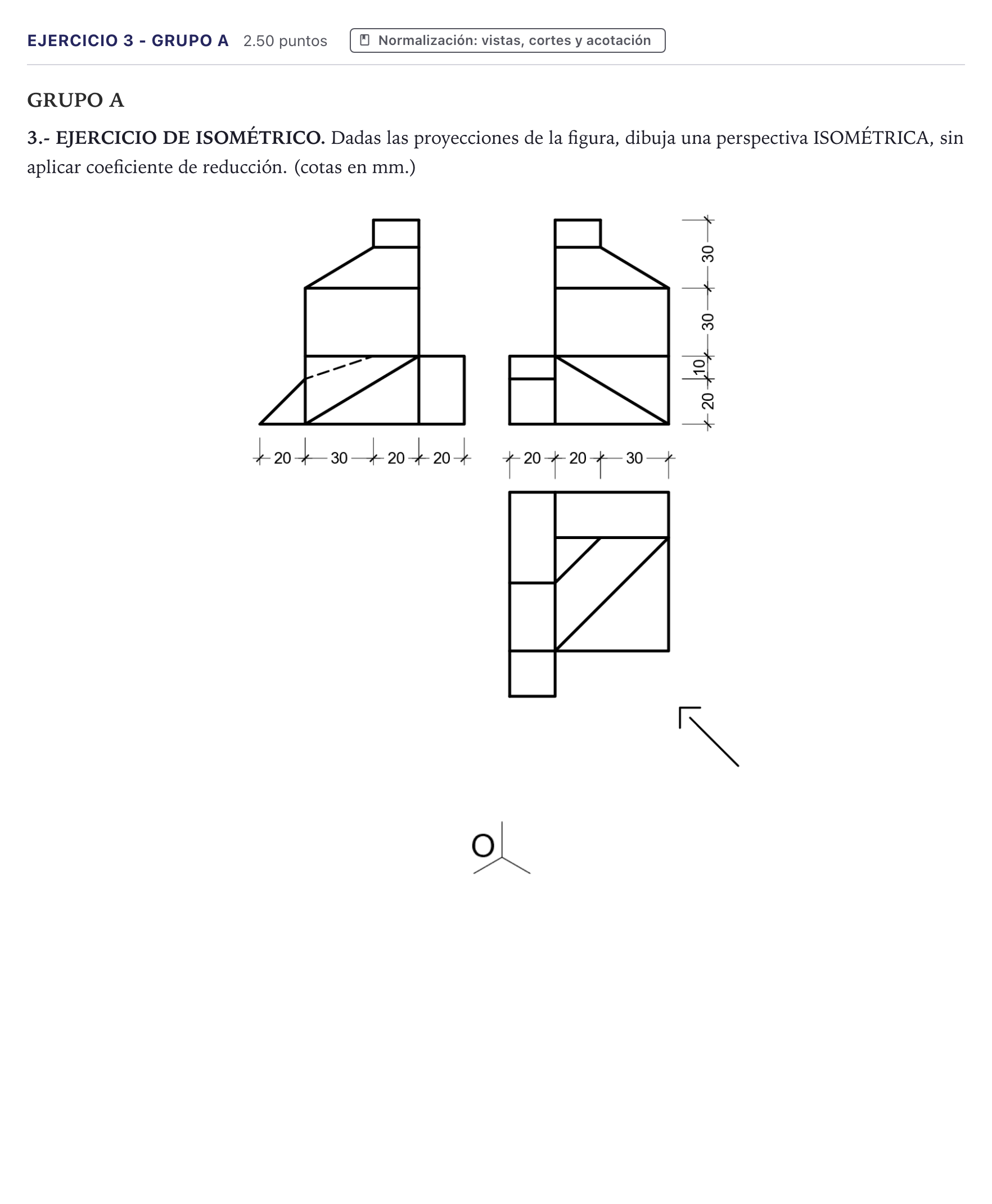 Enunciado: Ejercicio 3 - Grupo A · Dibujo técnico II PAU Canarias Junio 2022