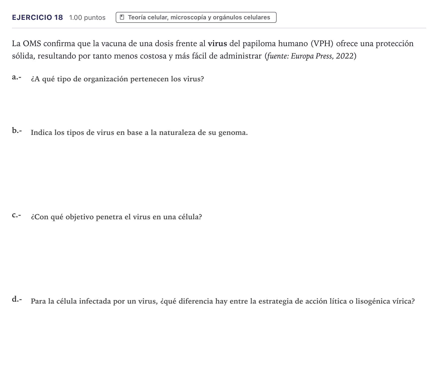 Enunciado: Problema 18 · Biología PAU Canarias Junio 2022