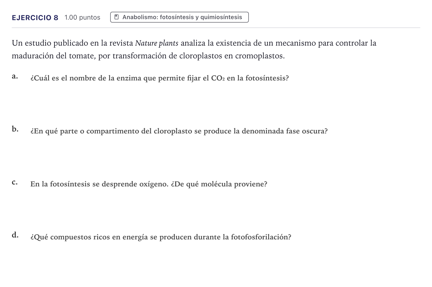 Enunciado: Problema 8 · Biología PAU Canarias Junio 2022