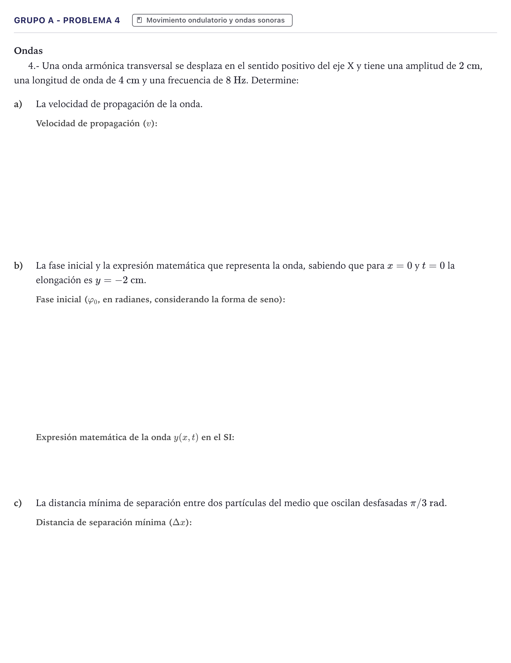 Enunciado: Ejercicio Grupo A - Problema 4 · Física PAU Canarias Junio 2022