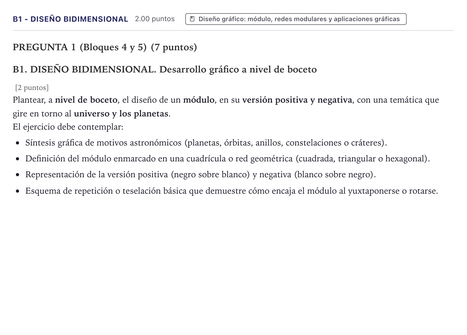Enunciado: Ejercicio B1 - Diseño bidimensional · Diseño PAU Canarias Junio 2022