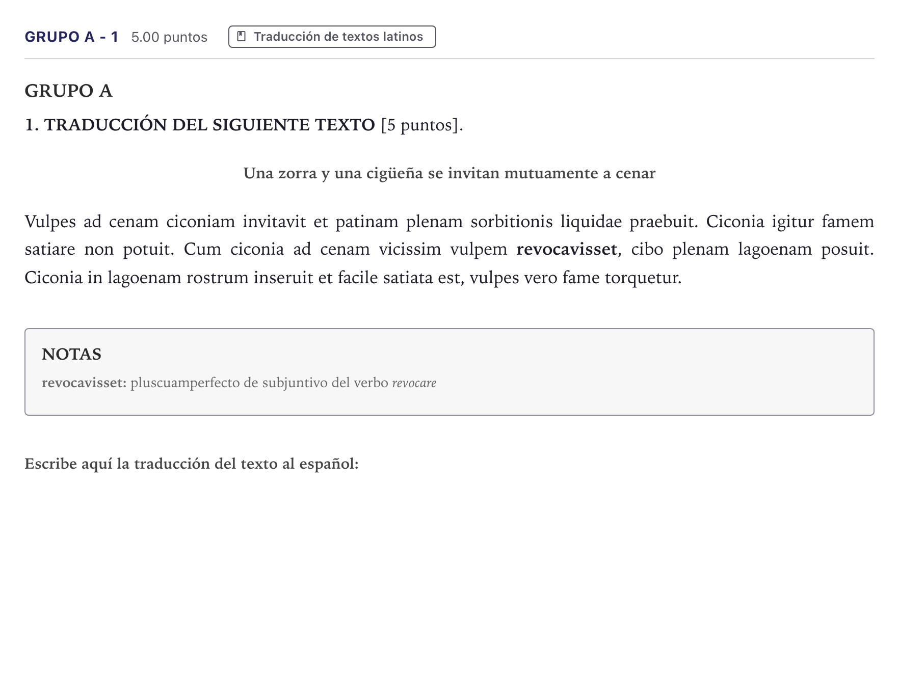 Enunciado: Ejercicio Grupo A - 1 · Latín II PAU Canarias Junio 2022