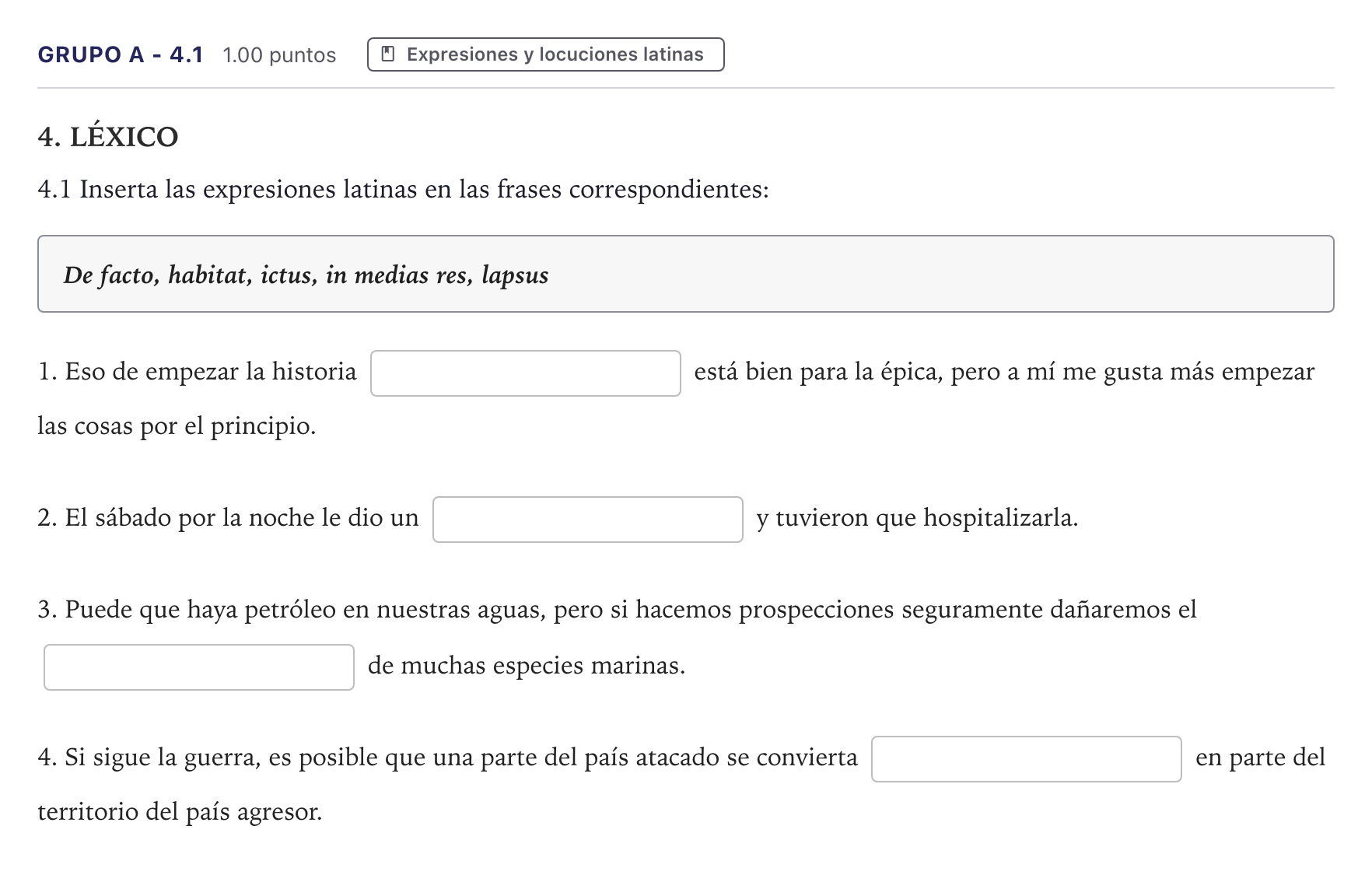 Enunciado: Ejercicio Grupo A - 4.1 · Latín II PAU Canarias Junio 2022