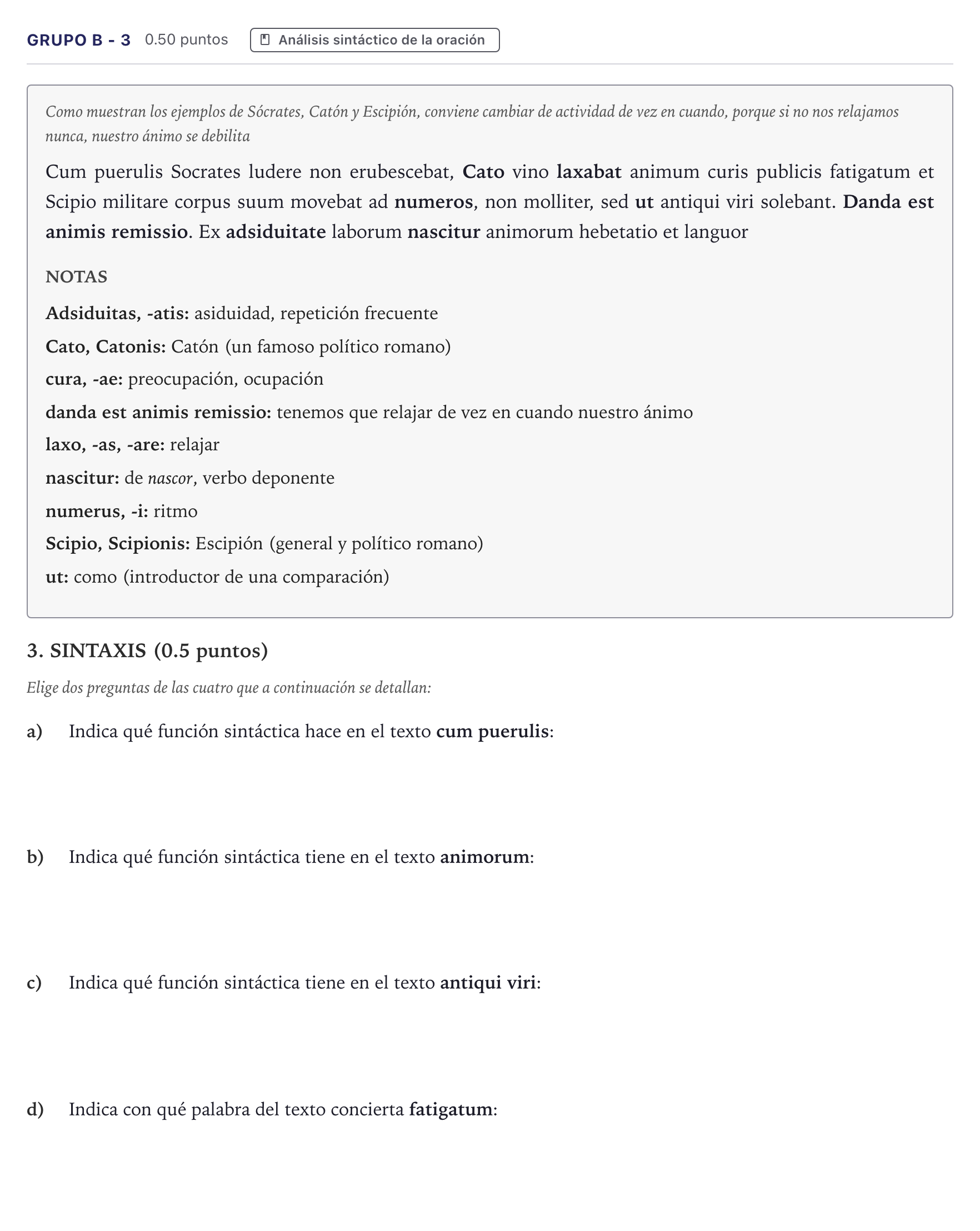 Enunciado: Ejercicio Grupo B - 3 · Latín II PAU Canarias Junio 2022