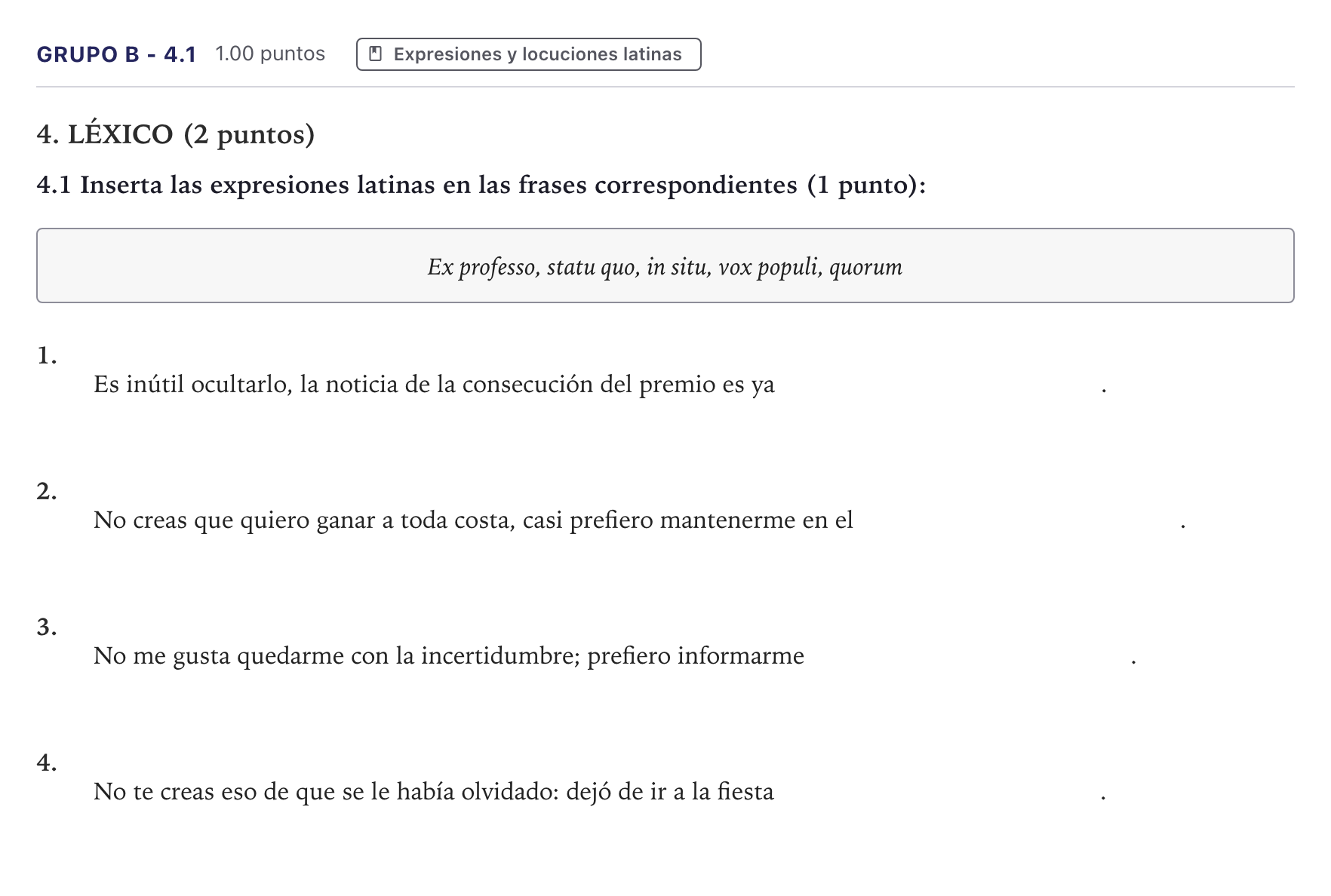 Enunciado: Ejercicio Grupo B - 4.1 · Latín II PAU Canarias Junio 2022