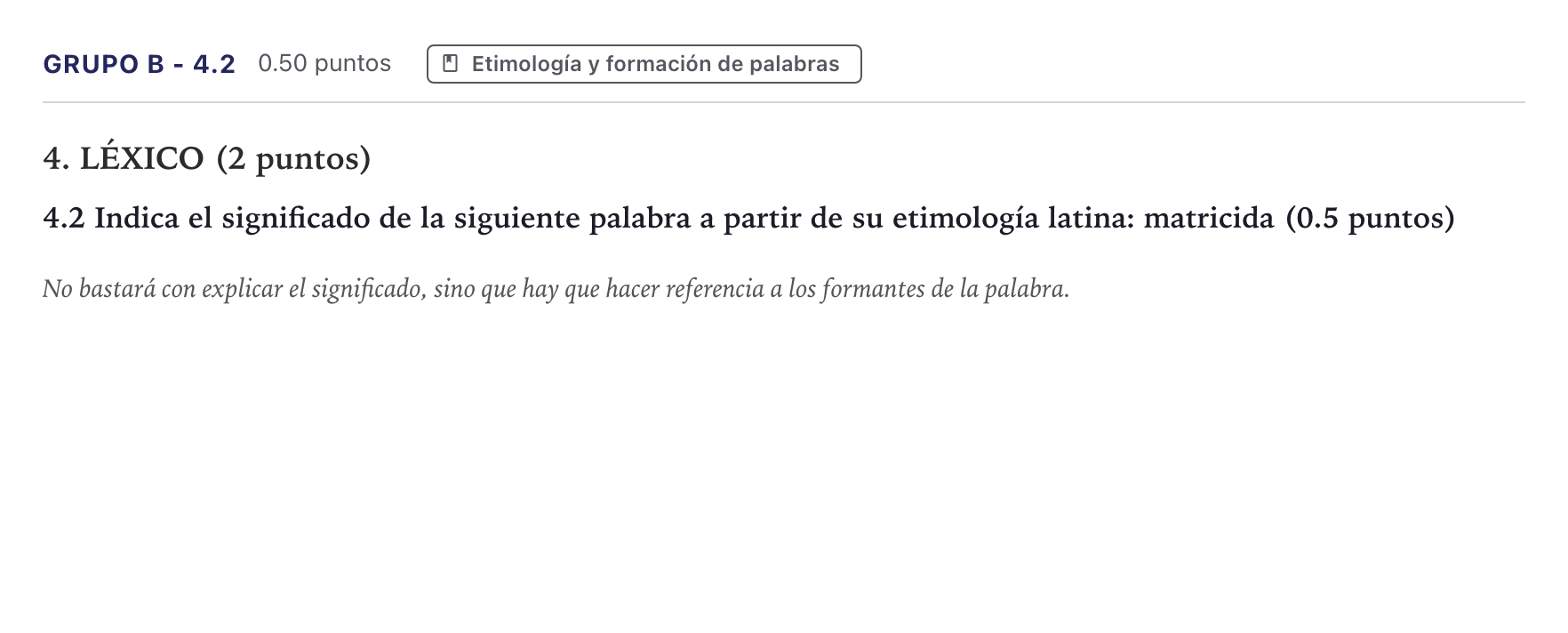 Enunciado: Ejercicio Grupo B - 4.2 · Latín II PAU Canarias Junio 2022