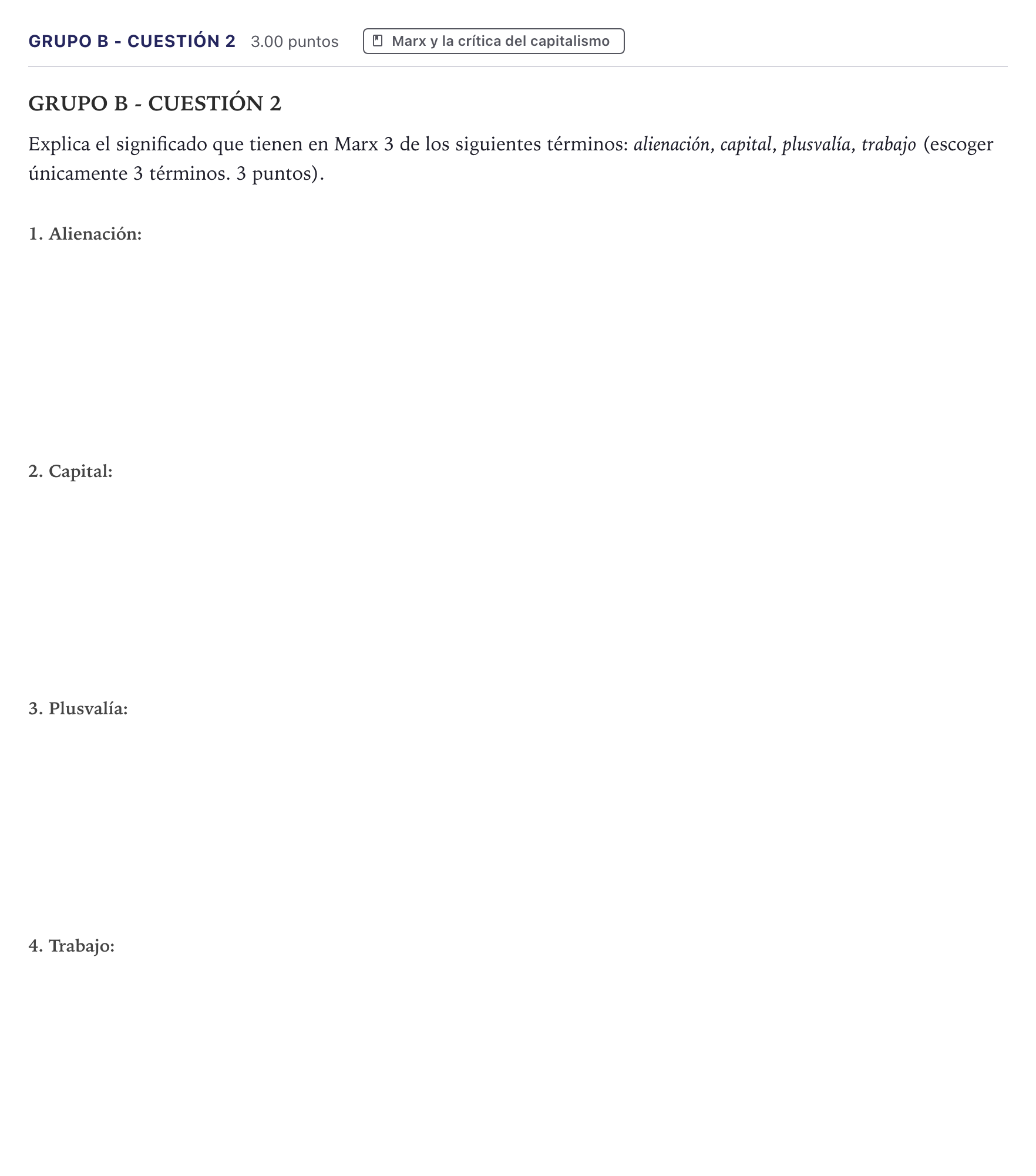 Enunciado: Ejercicio Grupo B - Cuestión 2 · Historia de la Filosofía PAU Canarias Julio 2022
