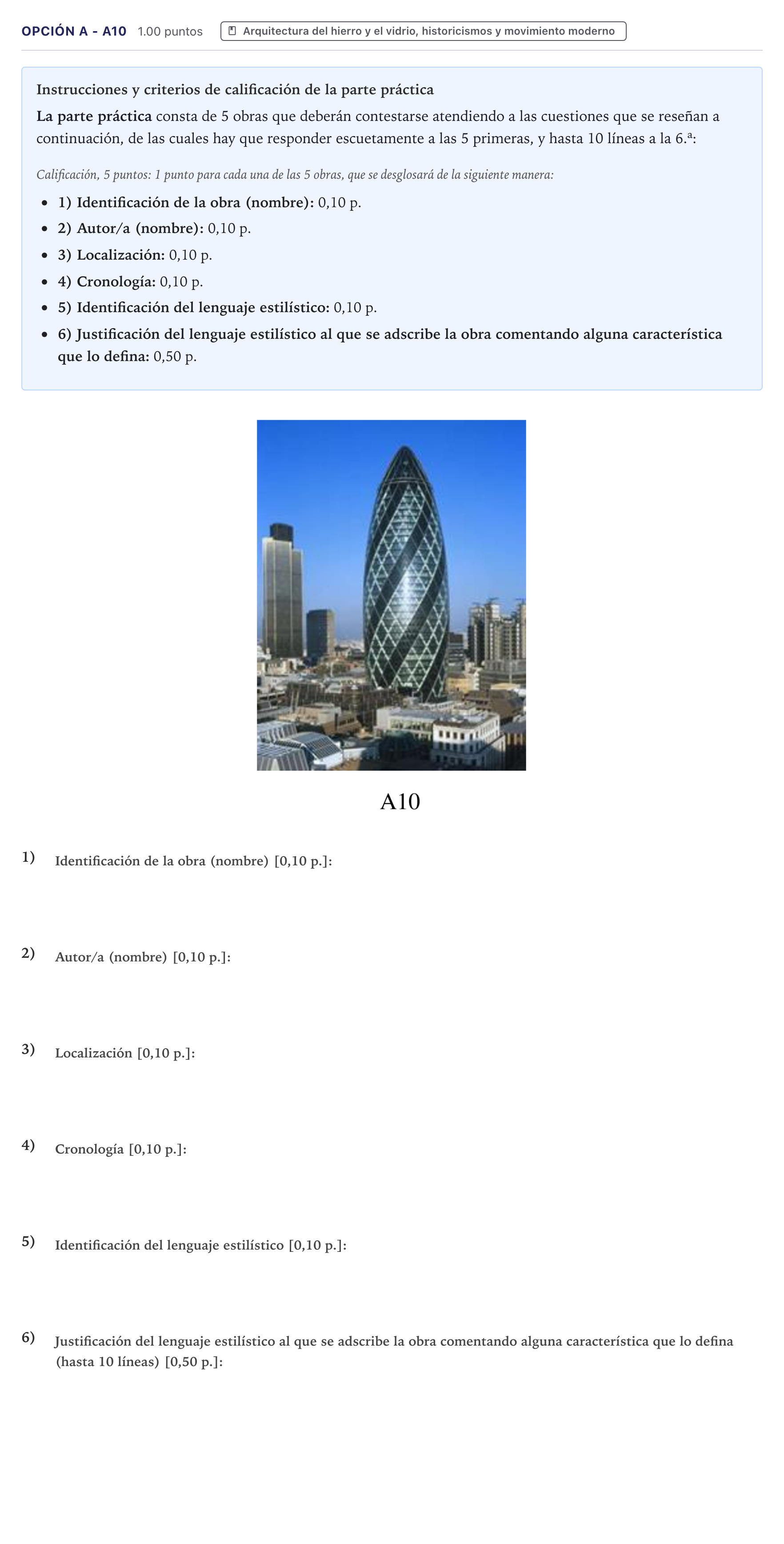 Enunciado: Opción A - A10 · Fundamentos Artísticos PAU Canarias Julio 2022