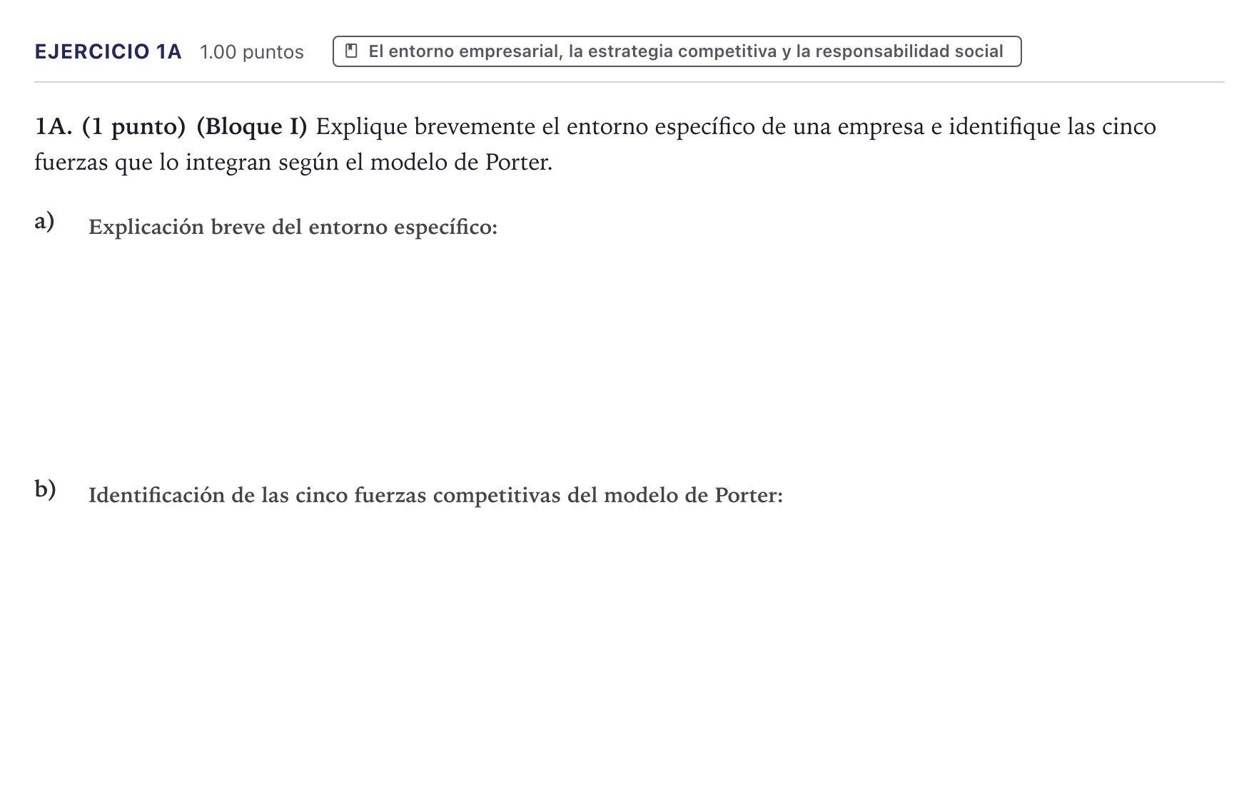 Enunciado: Ejercicio 1A · Economía de la Empresa PAU Canarias Julio 2022