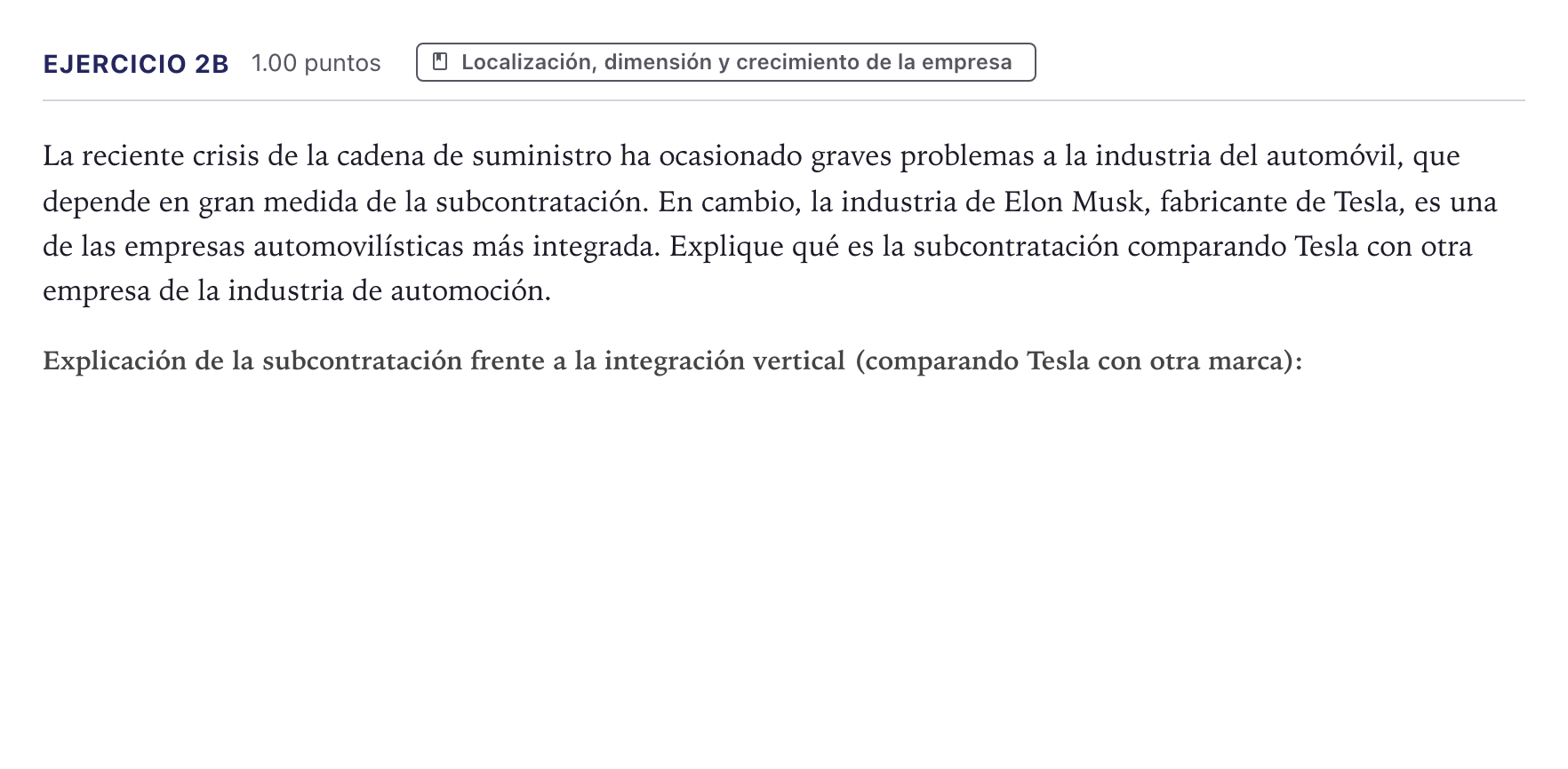 Enunciado: Ejercicio 2B · Economía de la Empresa PAU Canarias Julio 2022