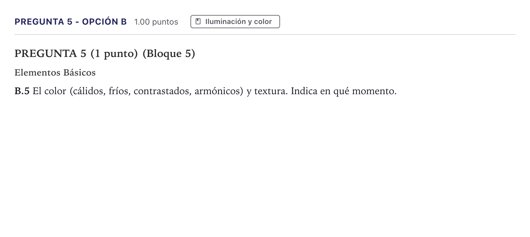 Enunciado: Pregunta 5 - Opción B · Cultura Audiovisual II PAU Canarias Julio 2022