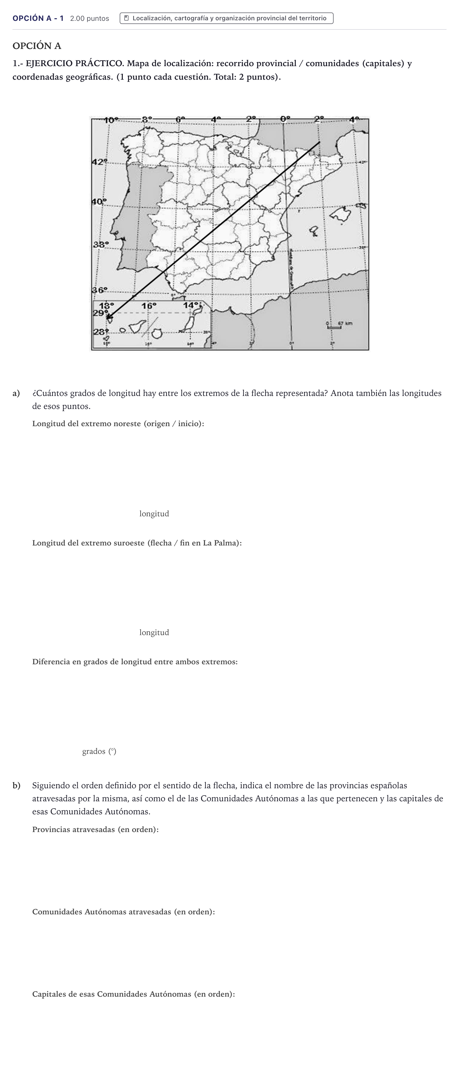 Enunciado: Opción A - 1 · Geografía PAU Canarias Julio 2022