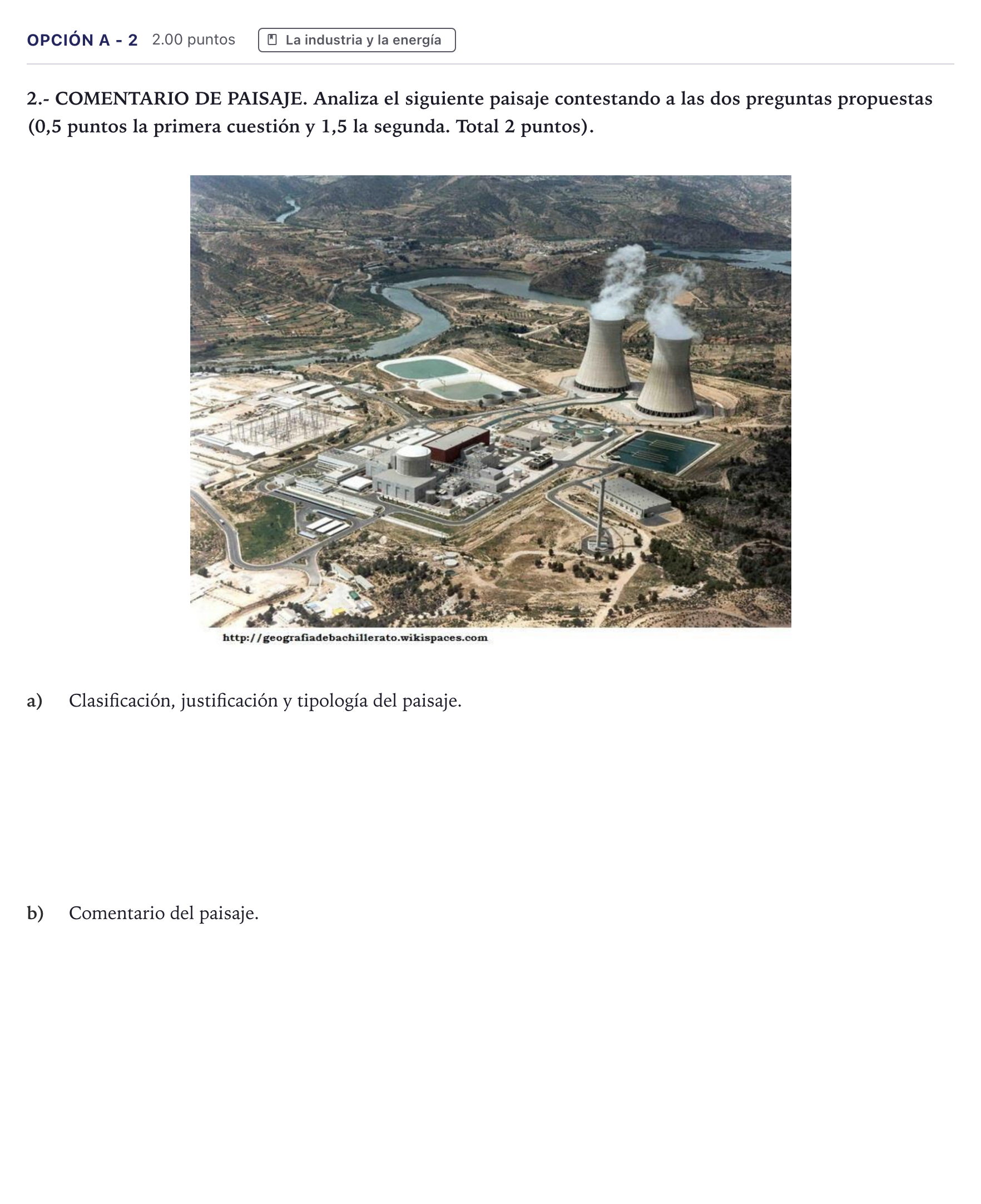 Enunciado: Opción A - 2 · Geografía PAU Canarias Julio 2022
