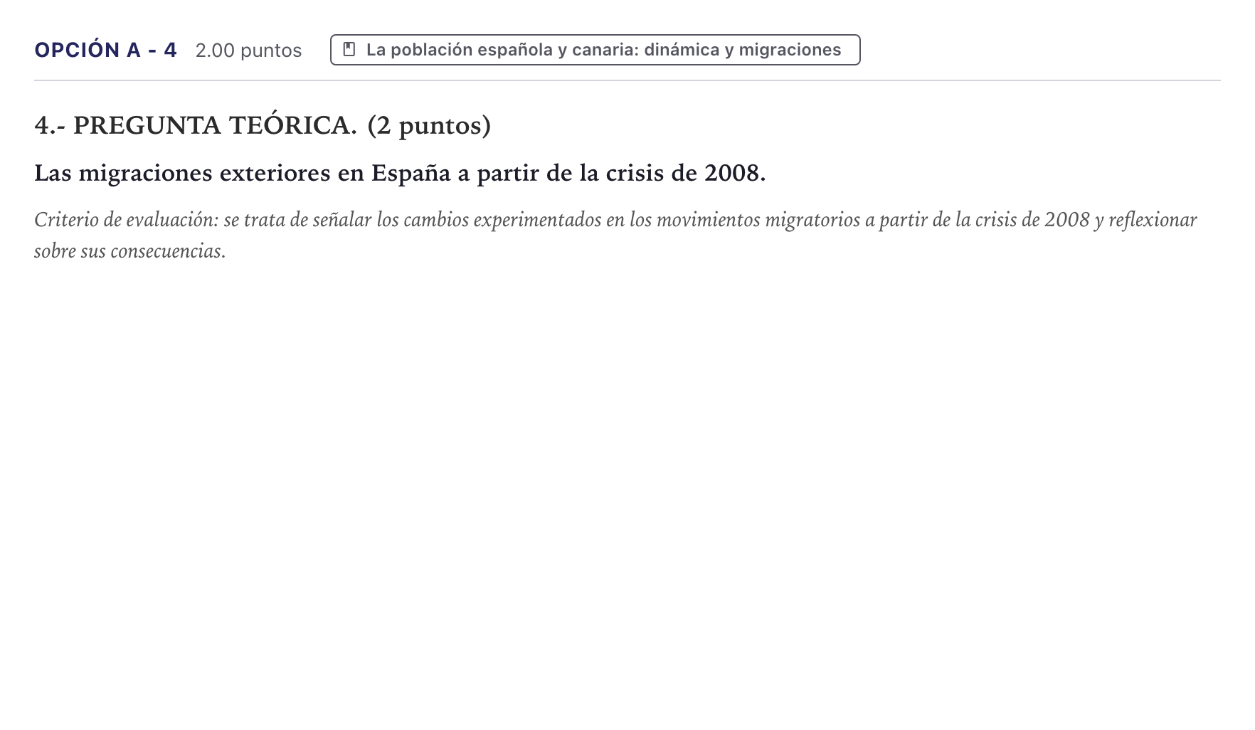 Enunciado: Opción A - 4 · Geografía PAU Canarias Julio 2022