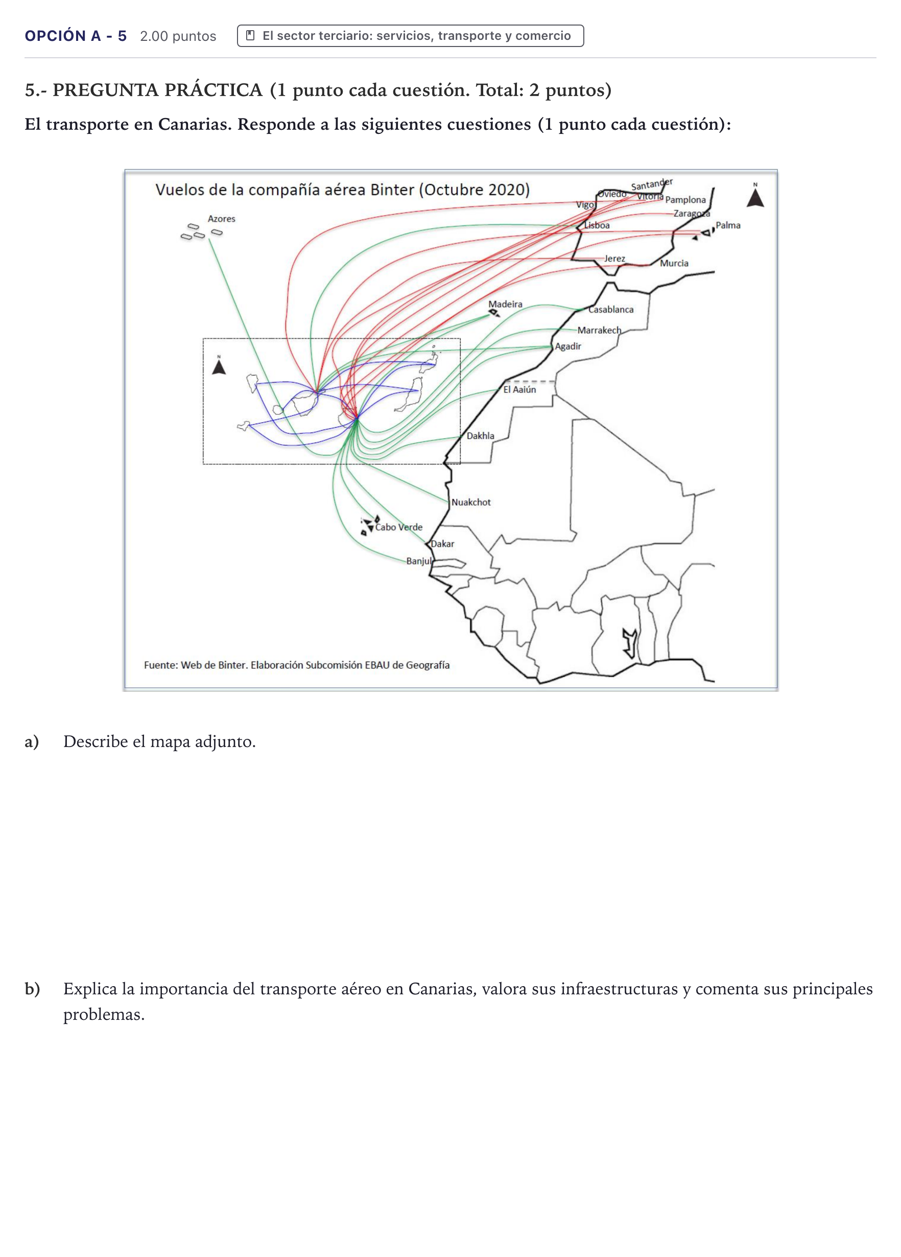 Enunciado: Opción A - 5 · Geografía PAU Canarias Julio 2022
