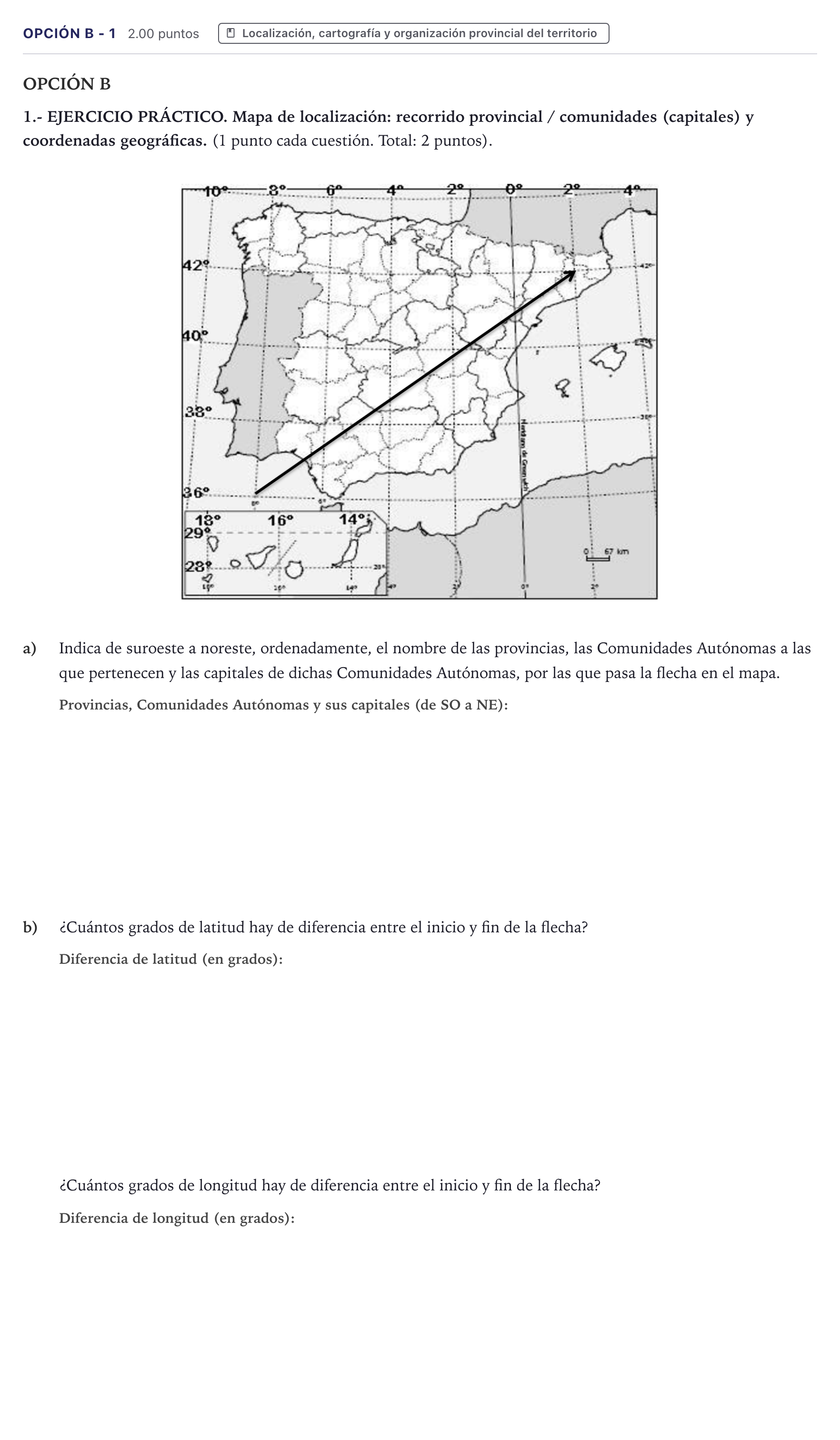 Enunciado: Opción B - 1 · Geografía PAU Canarias Julio 2022