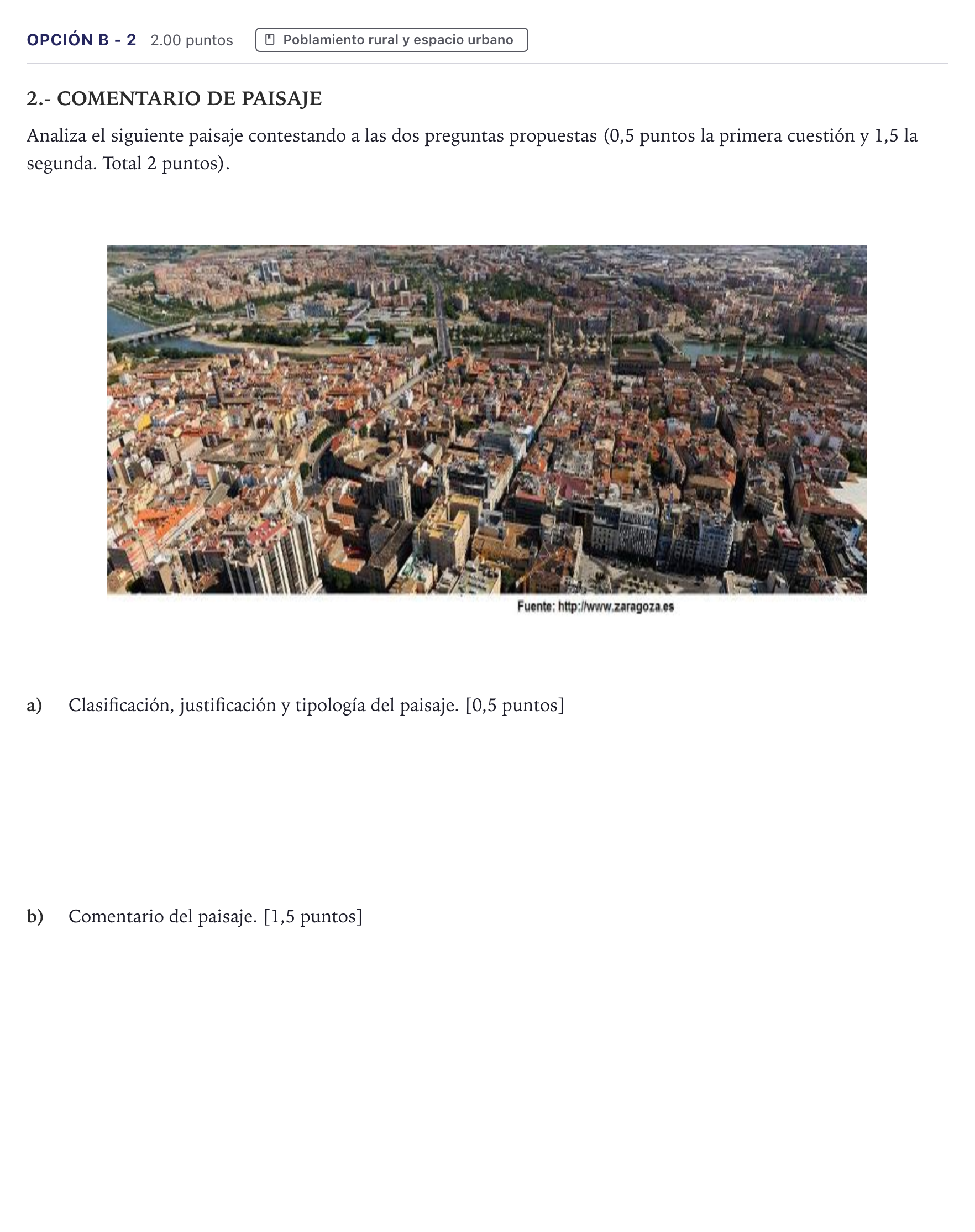 Enunciado: Opción B - 2 · Geografía PAU Canarias Julio 2022